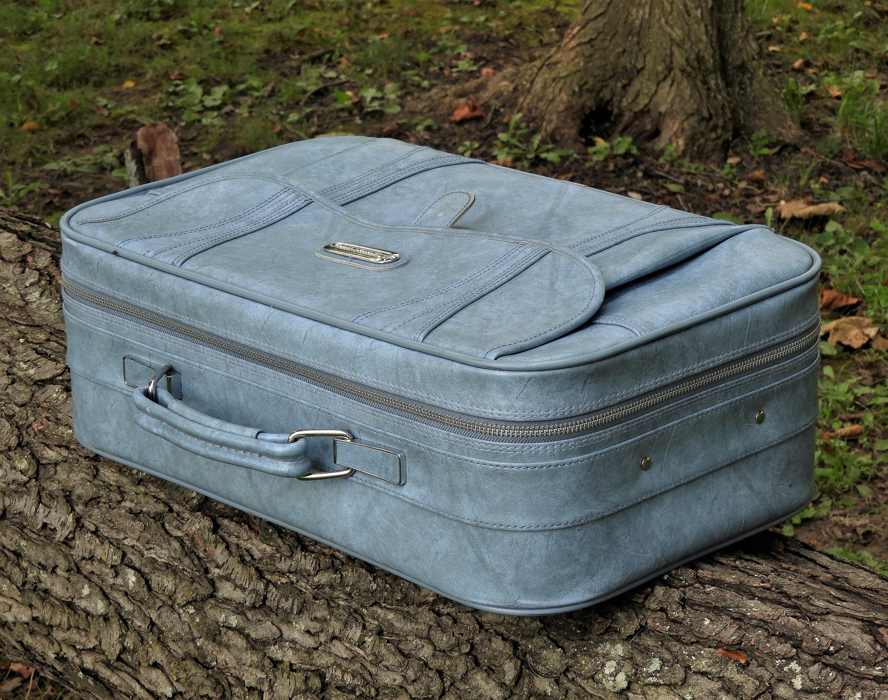 Vintage Blue Suitcase, American Tourister, Retro 1986, Compact Carryon