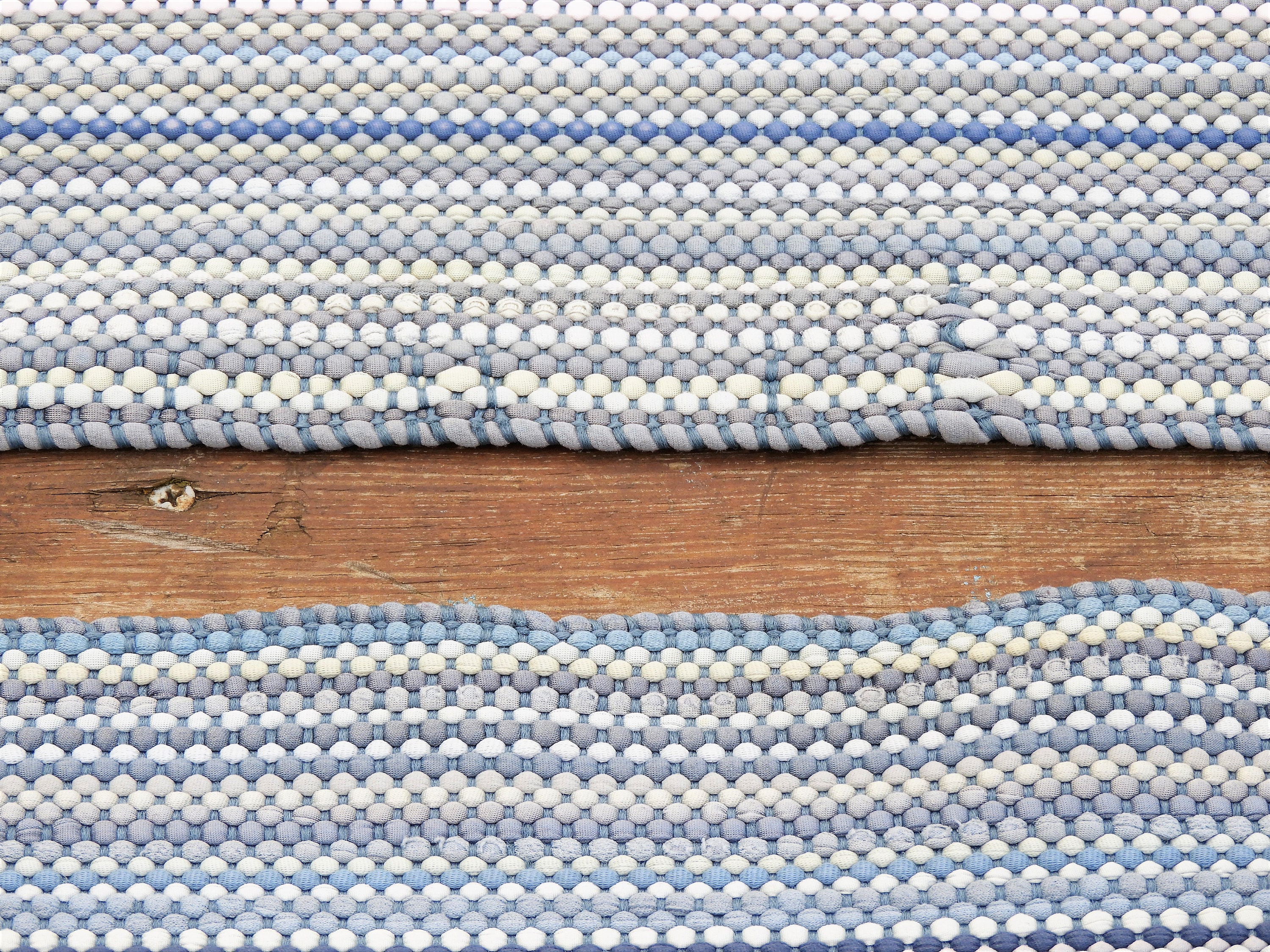 Vintage Woven Placemats (6), Blue & Gray Theme Mats, 17 x 12.75