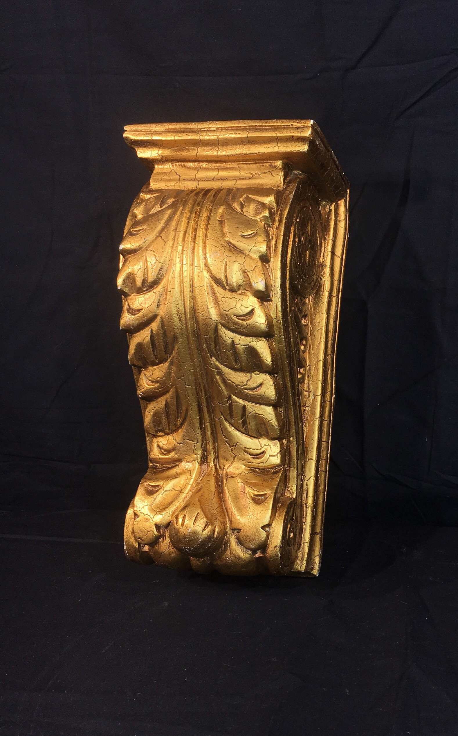 Vintage Gold Wall Shelf, Florentine Sconce, Carved Wooden ... on Wooden Wall Sconce Shelf Decorating id=54350
