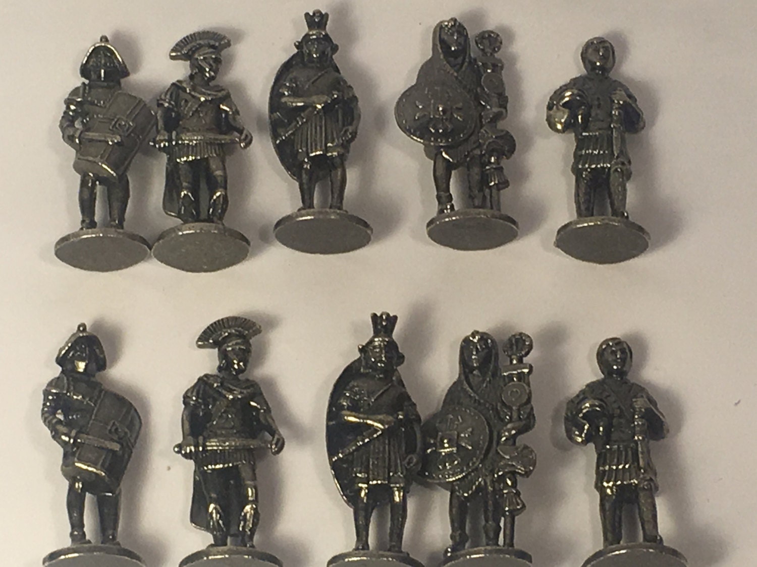 Vintage Complete Figurine Sets (2) Westair Pewter Silver Look Roman 1.5 Tall Figurines (5) Per