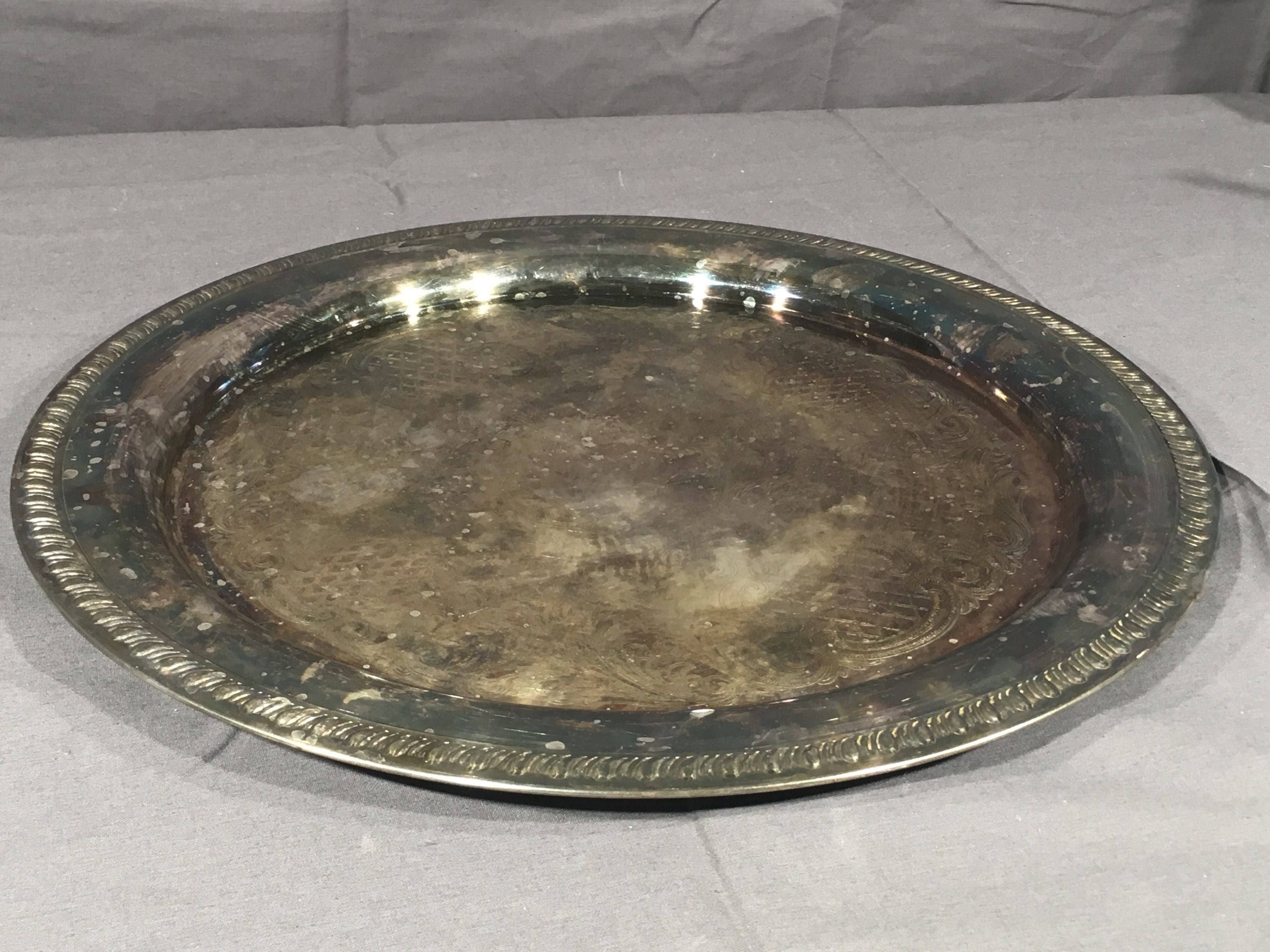 Vintage Silverplate Platter, Leonard Serving Platter, Round Silver