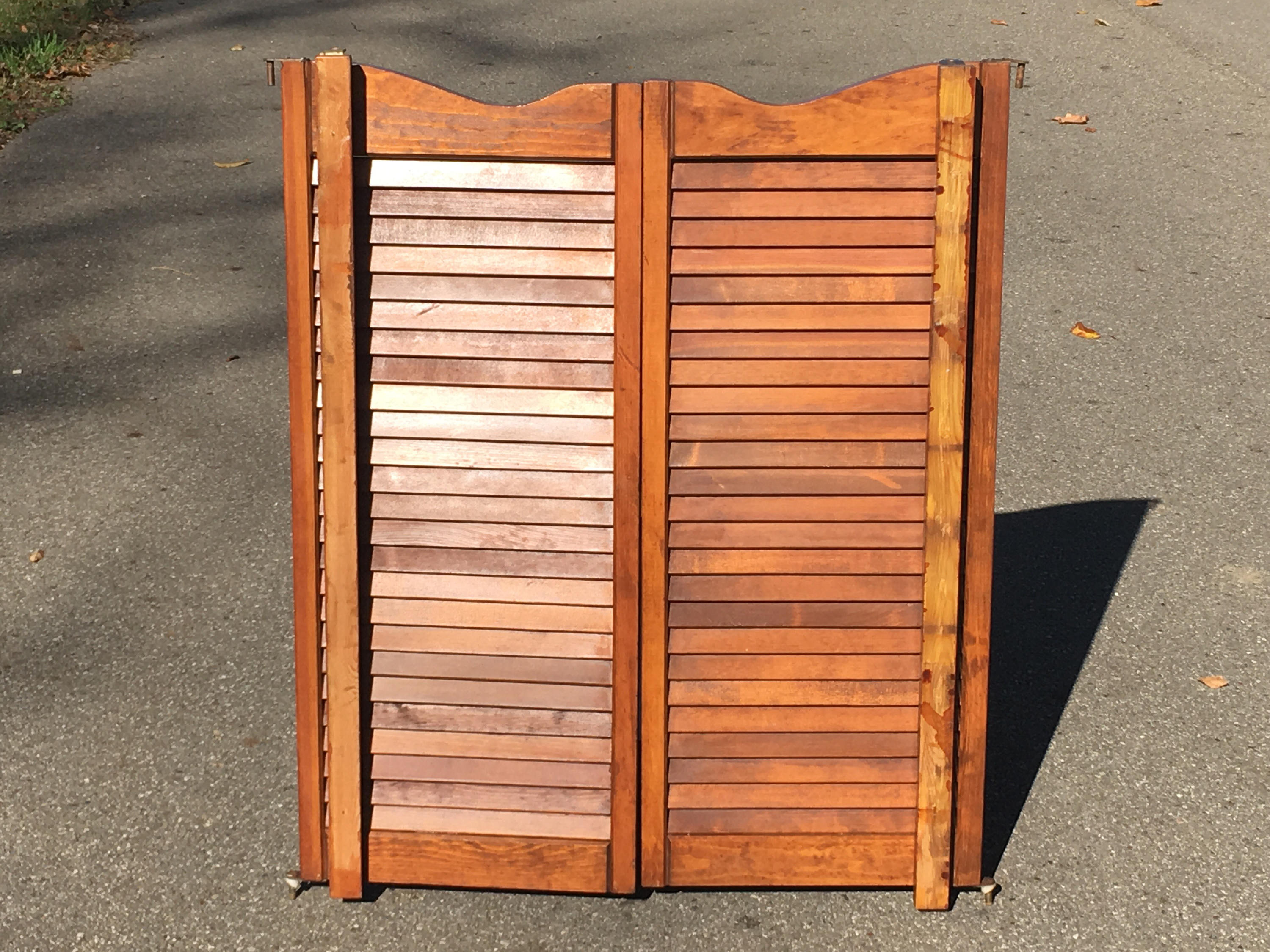 Vintage Swinging Saloon Doors Decorative Brown Shutters Louvered