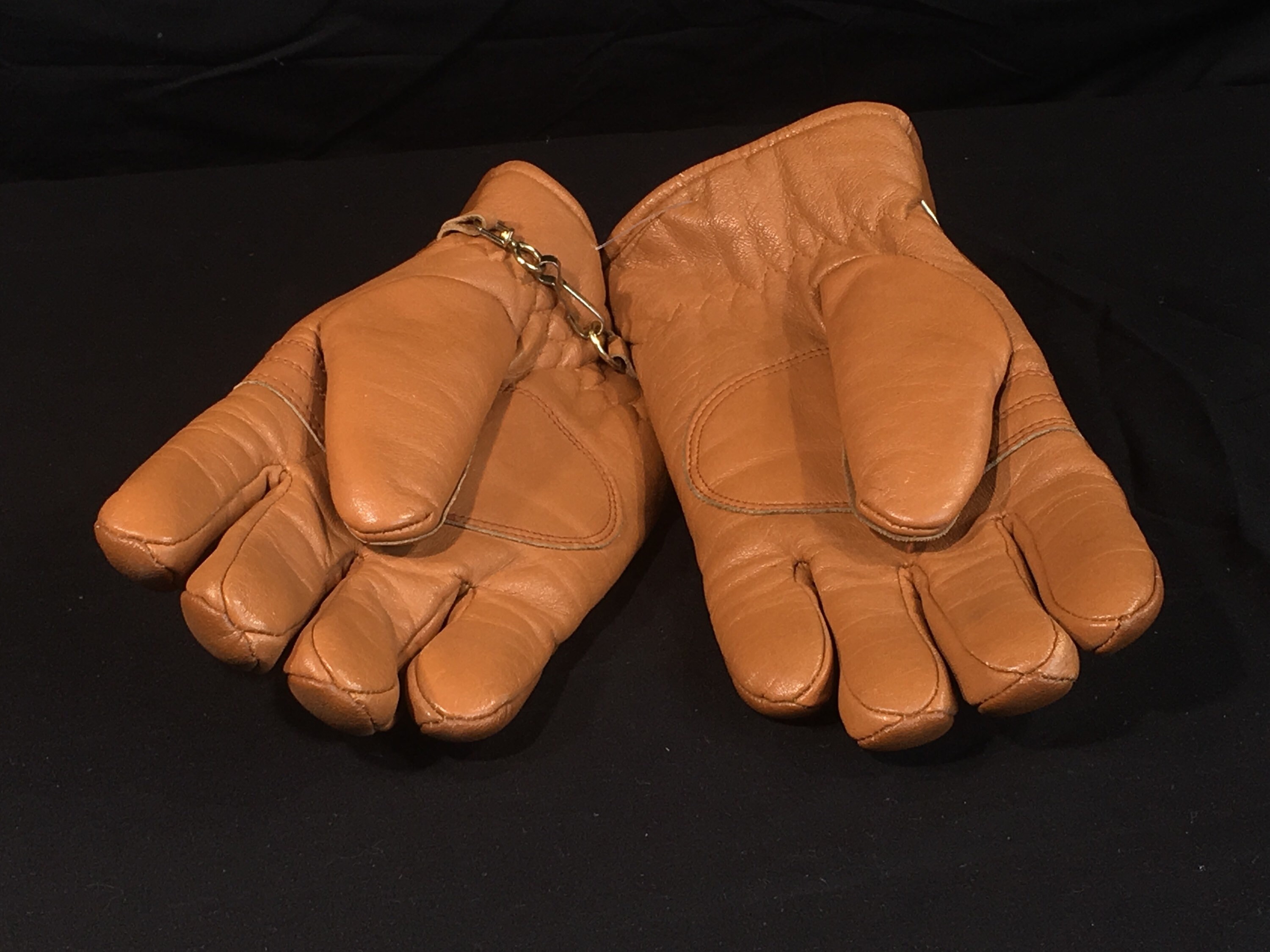 Vintage Mens Winter Gloves, Genuine Leather Cowhide Palm Gloves, Size