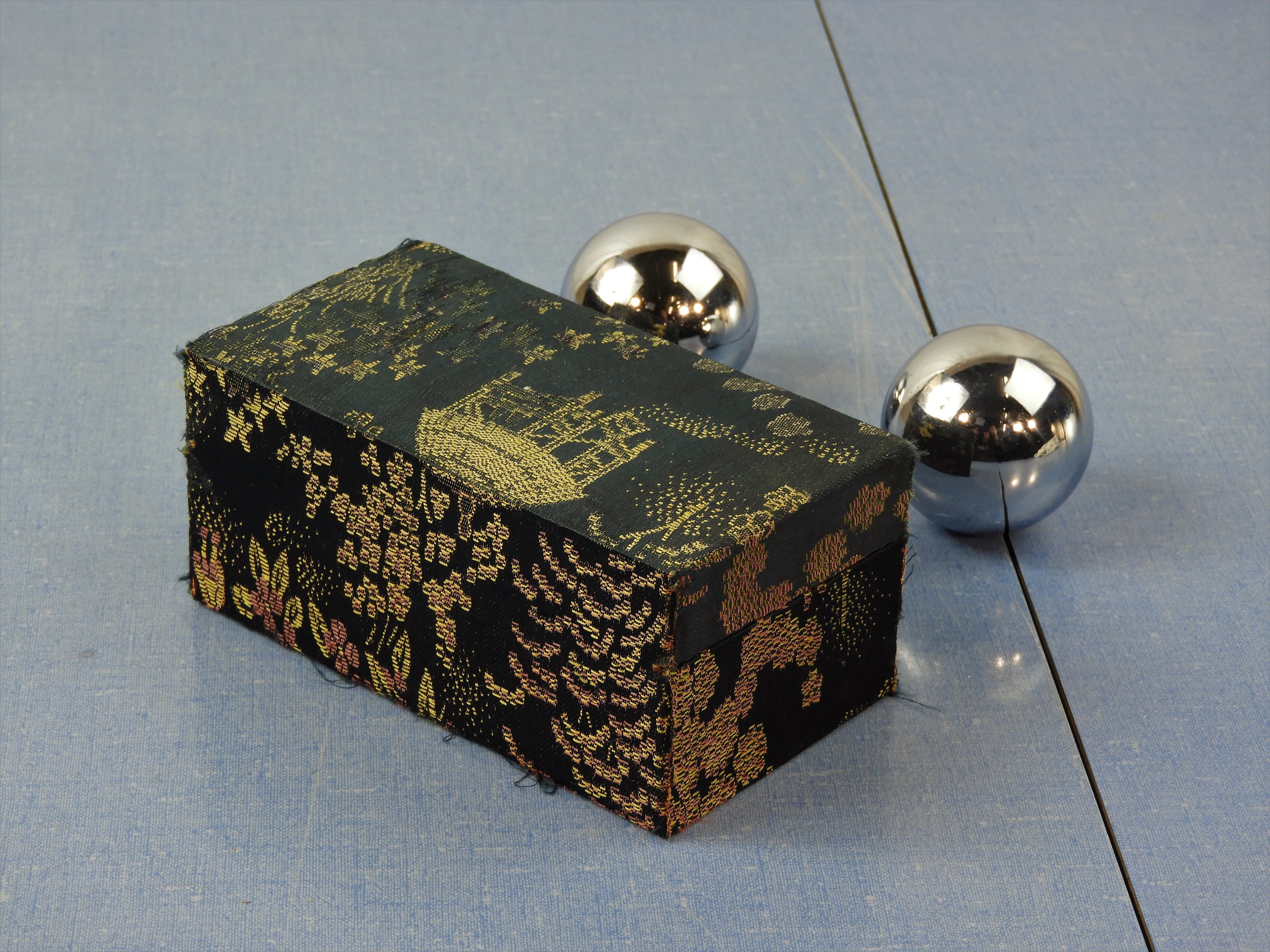 Vintage Baoding Balls, Chinese Health, Metal Chime Spheres, Sound