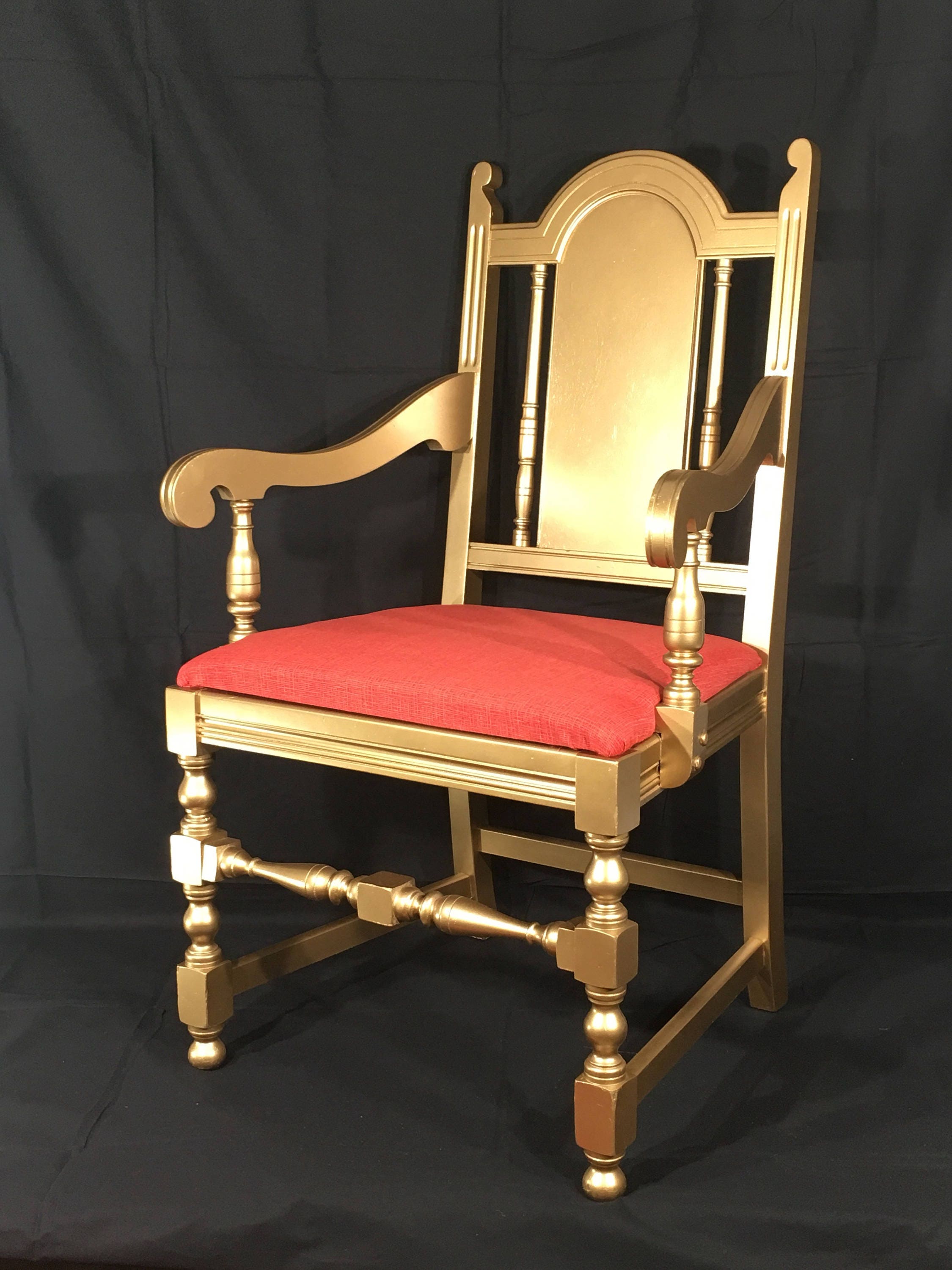 Antique William & Mary Chairs (2), Gold and Red Decorative Accent Chair
