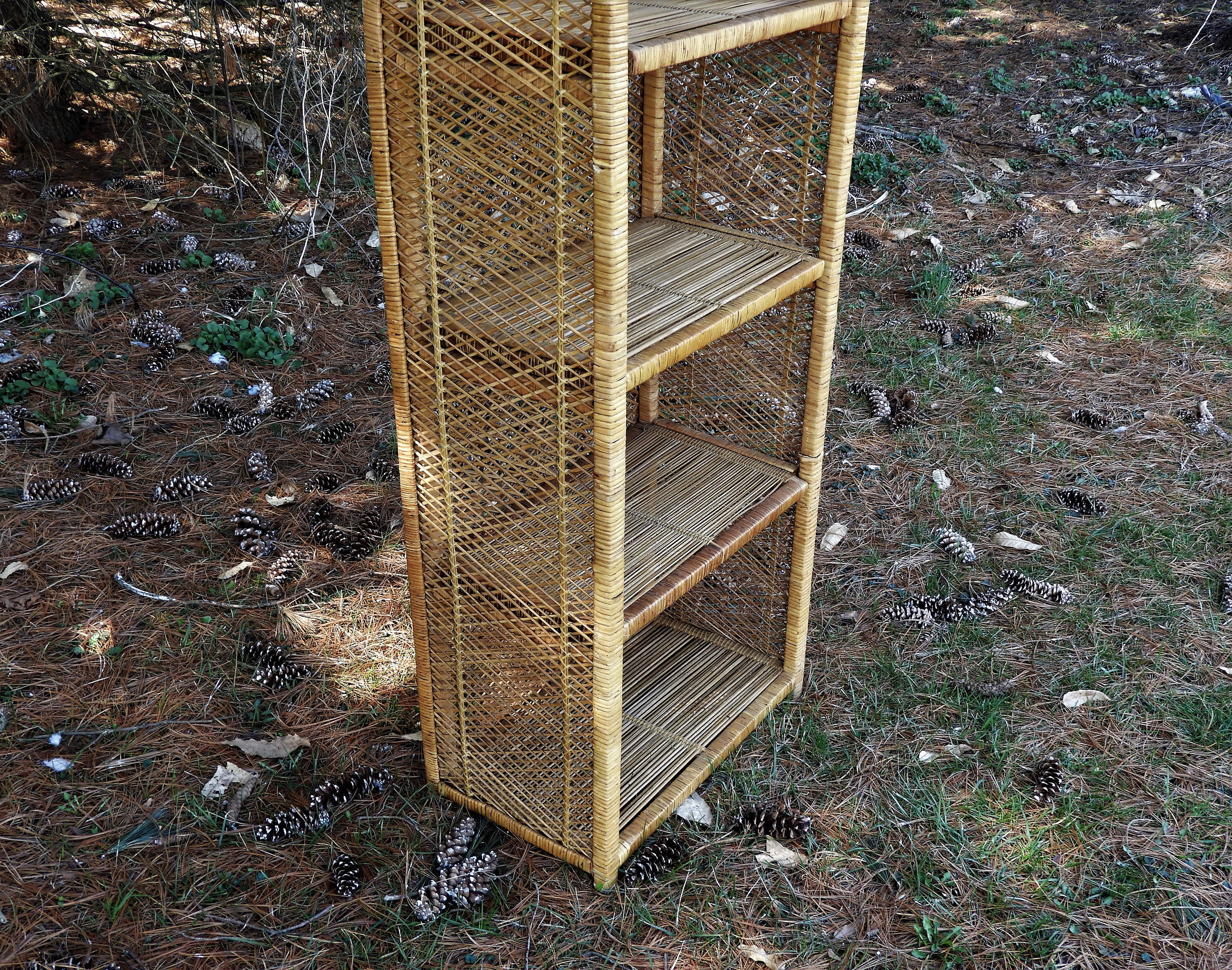 Vintage Arched Rattan Shelf, Tropical Furniture, Bohemian Decoration