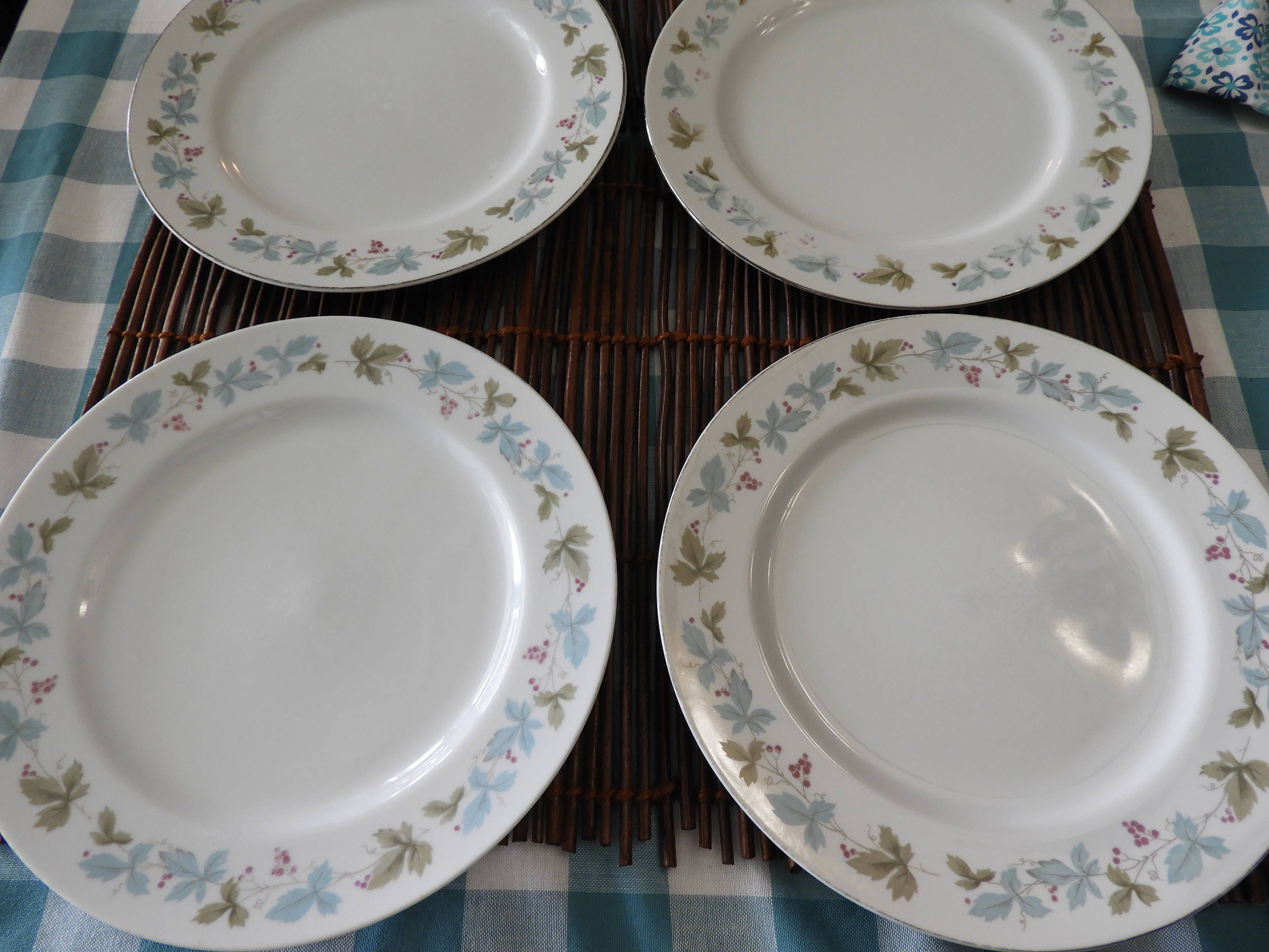 Vintage 1960 s Fine China Plates 6 Wedding Plates Vintage Porcelain set-of-4-vintage-blue-and-white-china-dinner-plates-etsy-blue-and
