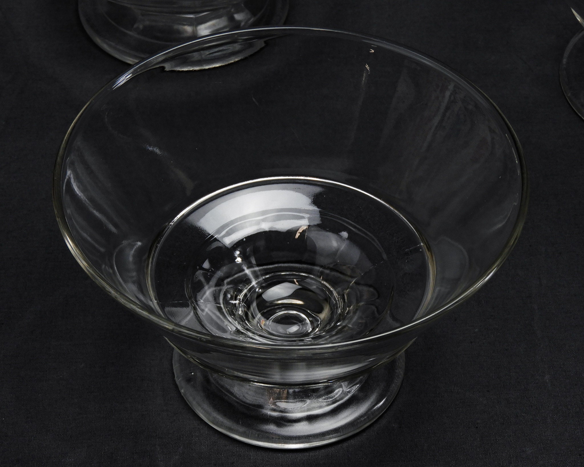 Vintage Glass Compotes (3), EAPG McKee Empire, Clear Bowls, Footed Base