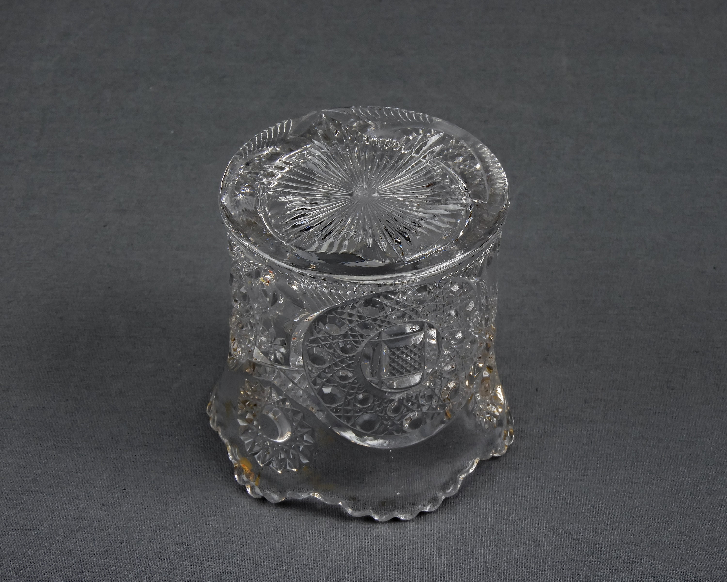 Antique Celery Vase, Navajo Dish, Early American, Pressed Glass, Signed