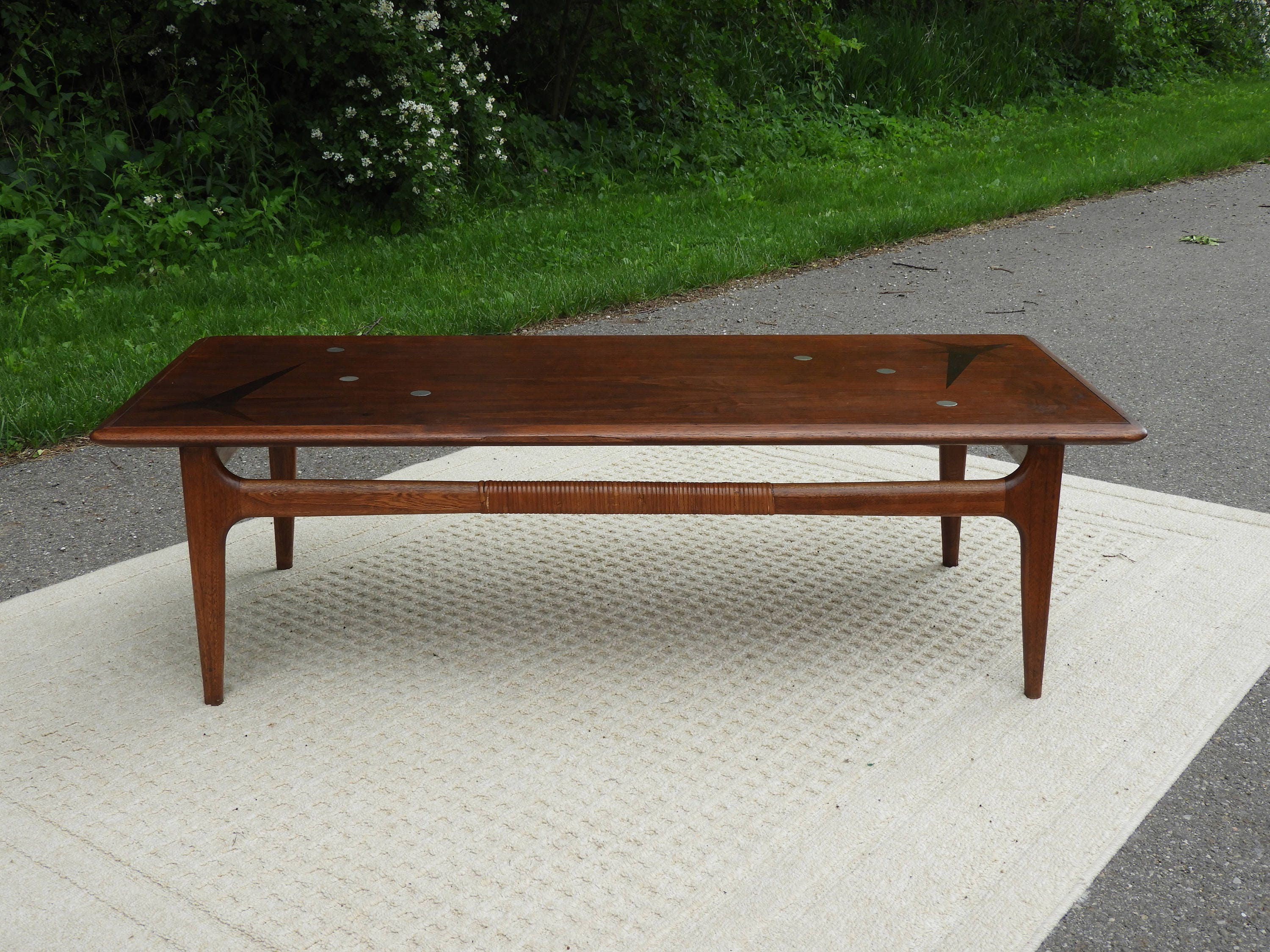 Vintage Lane Acclaim Mid Century Coffee Table, Walnut Brown Inlaid