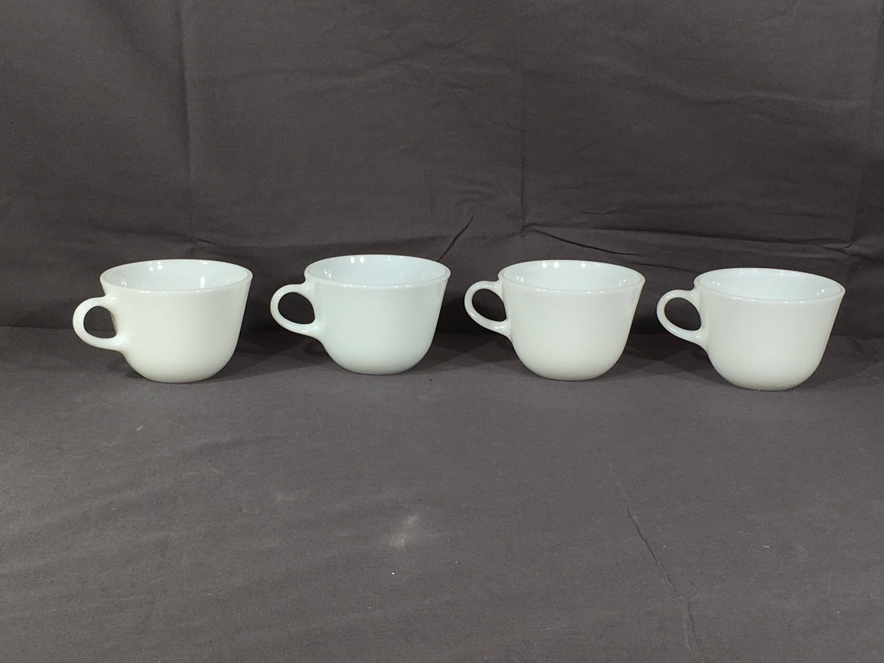 Vintage White Coffee Cups (4), Corning Pyrex Milk Glass Teacups