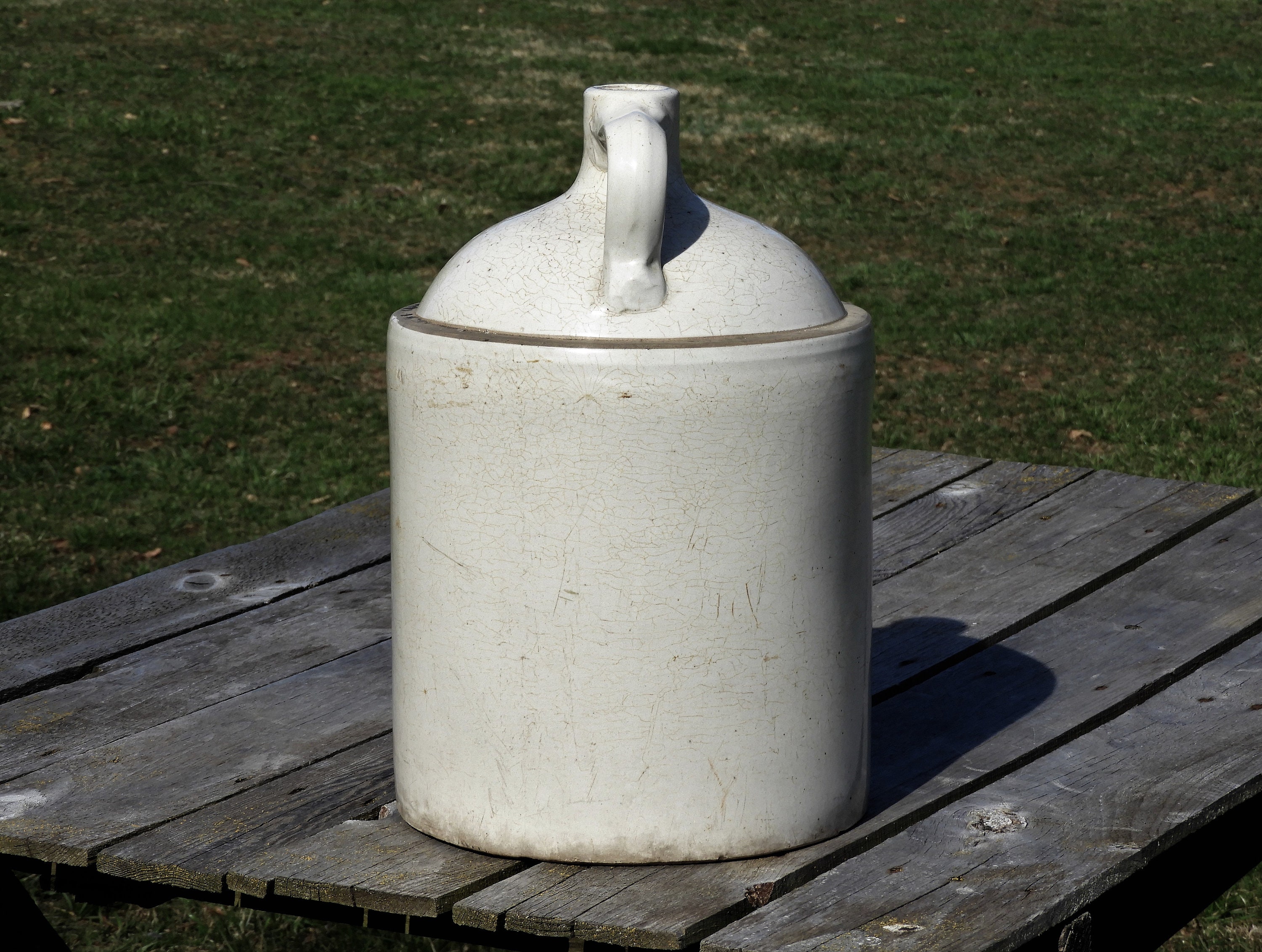 Vintage Stoneware Jug, Red Wing Pottery, 5 Gallon Jug, Off White Beige