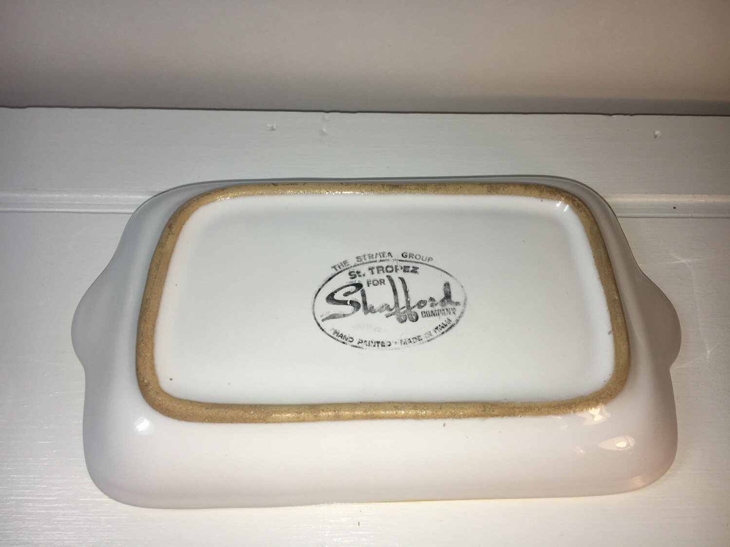 Vintage Porcelain Italian Soap Dish, Rectangle Shafford Soap Bowl, St
