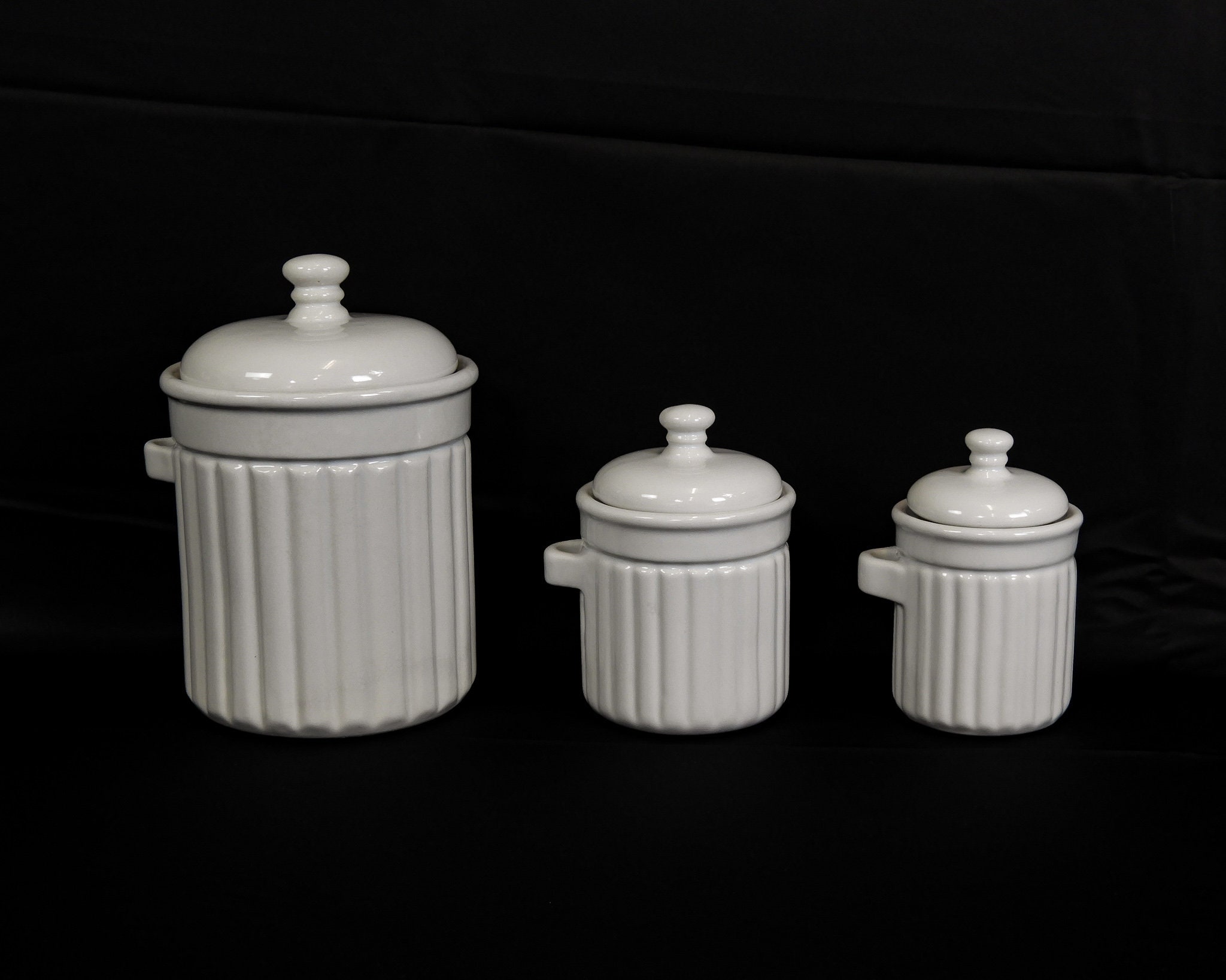 Vintage White Canisters, Kitchen Storage, Ceramic Canister ...