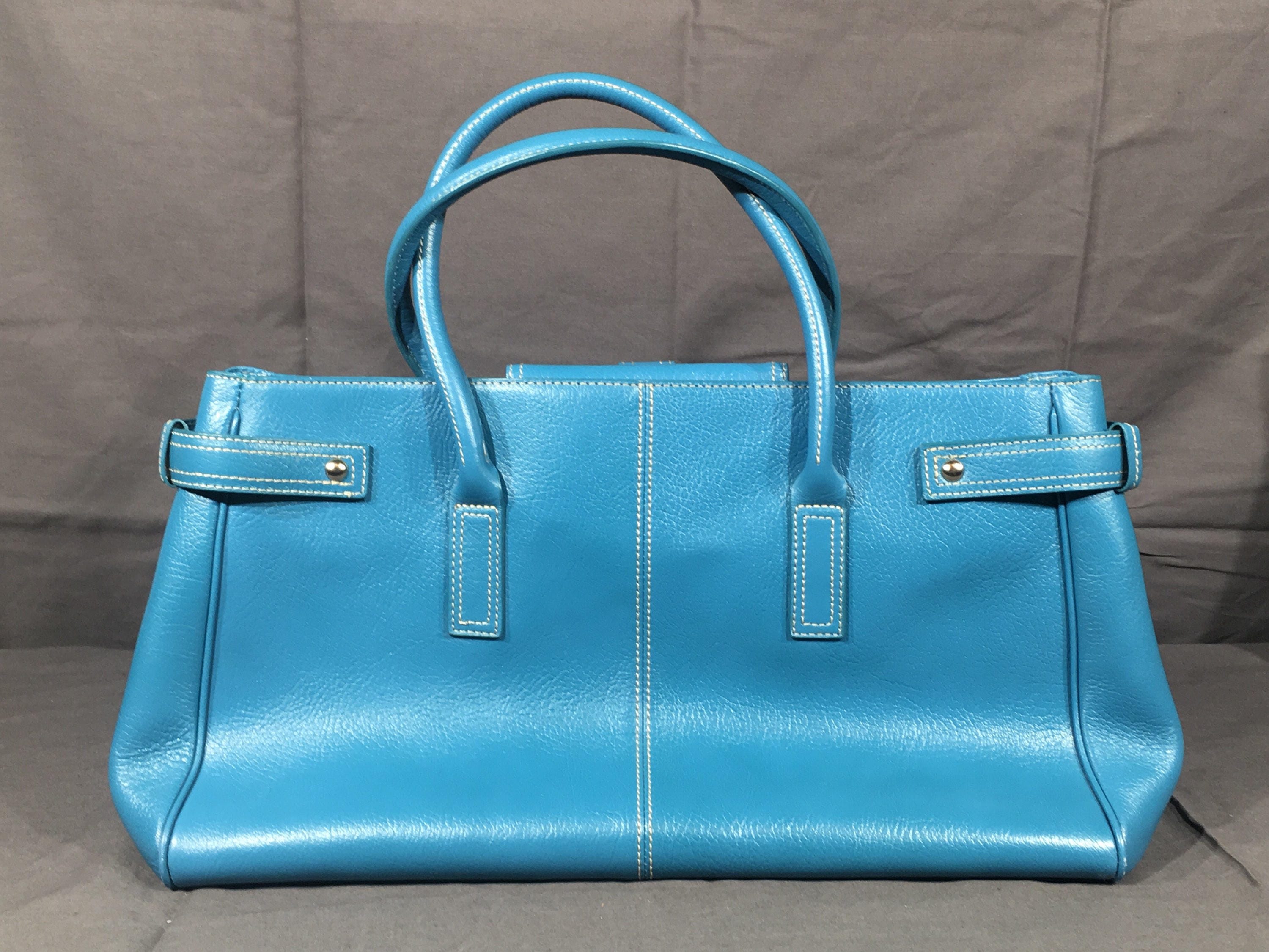 Vintage Nordstrom Leather Handbag, Blue & Pink Designer Hobo Bag, Large ...