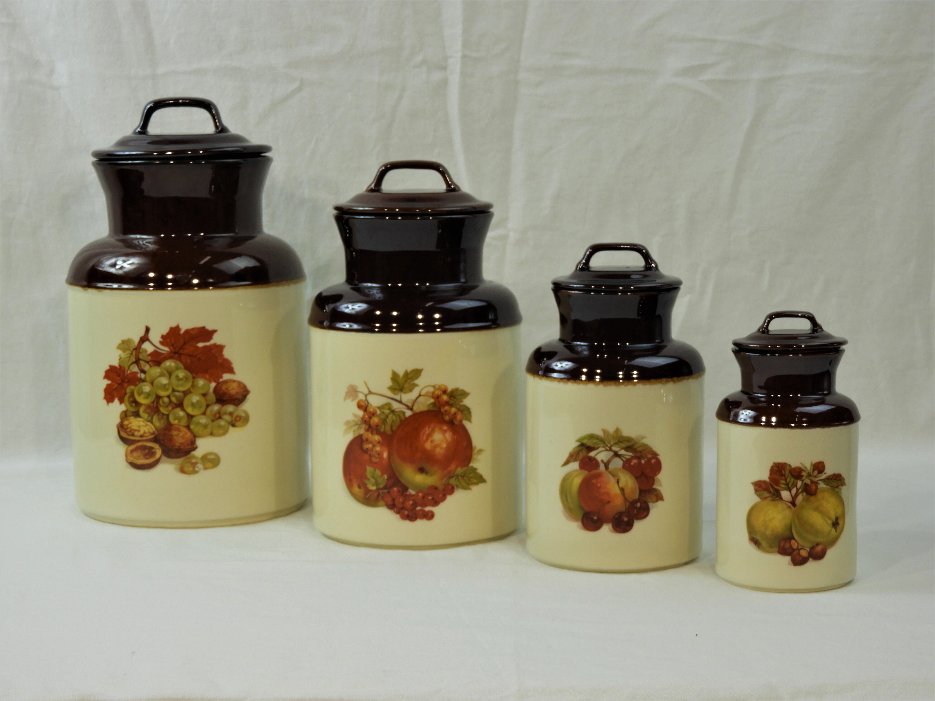 Vintage McCoy Canisters (4), Brown Kitchen Storage, Apothecary