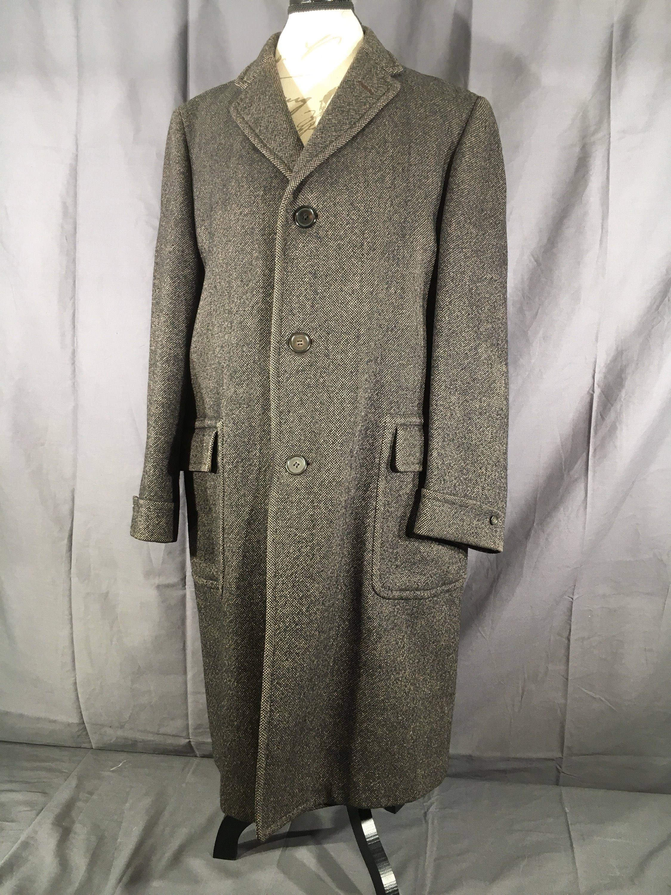 Mid Century Wool Coat, Long Brown Trench Coat, Winter Coat, Mens ...