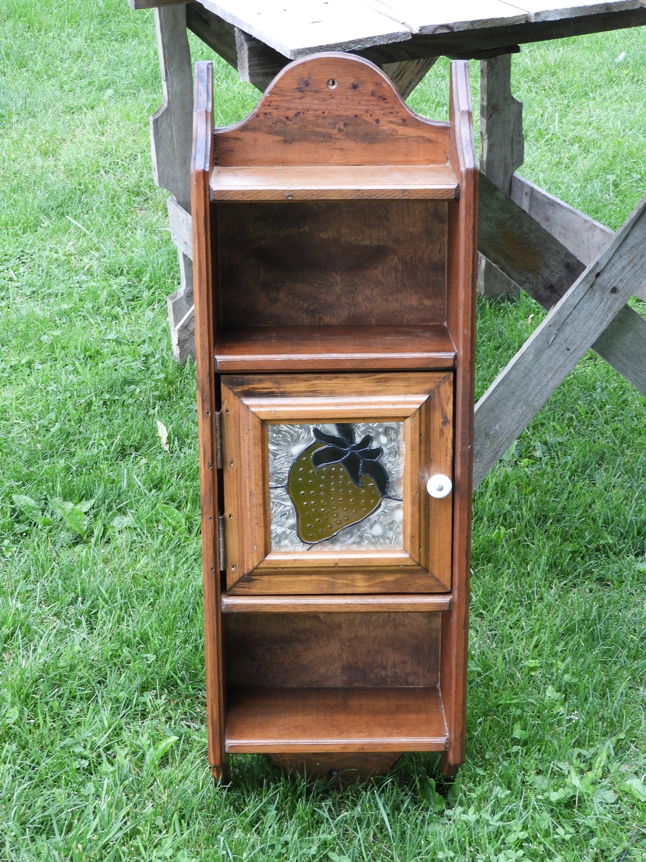 Vintage Hope Love Shelf Stained Glass Strawberry Crane Kitchen