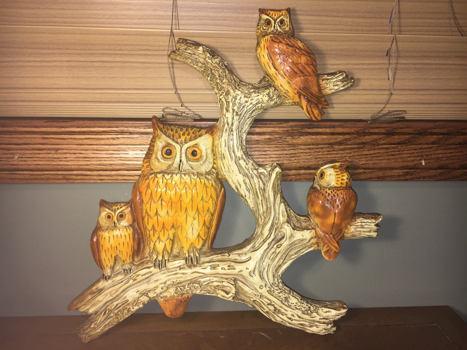 Vintage Collectible Owls Owl On Limb Medium to Large Wall Decor fit 16