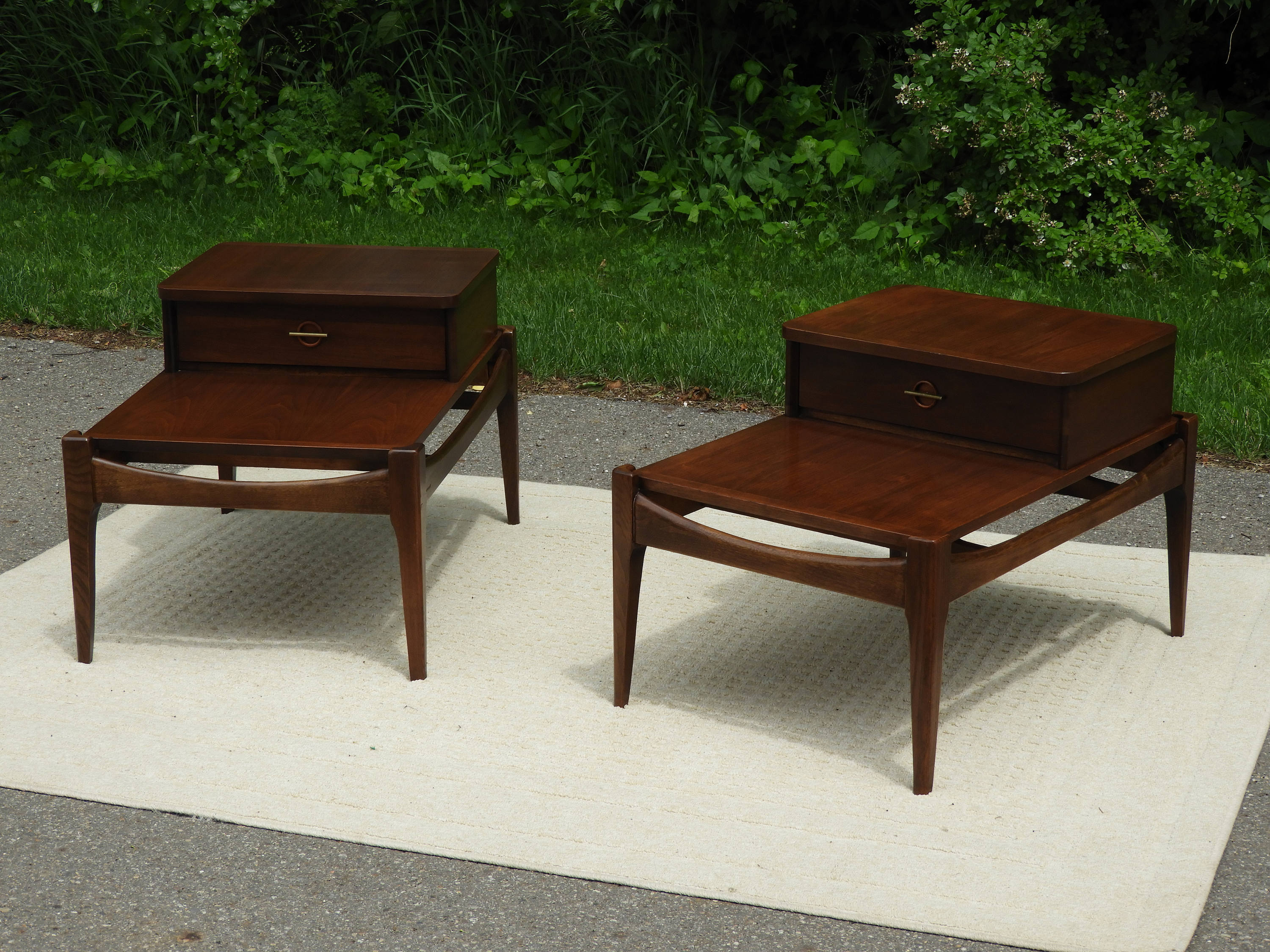 Vintage Mid Century Modern End Tables (2), Danish Wooden Accent