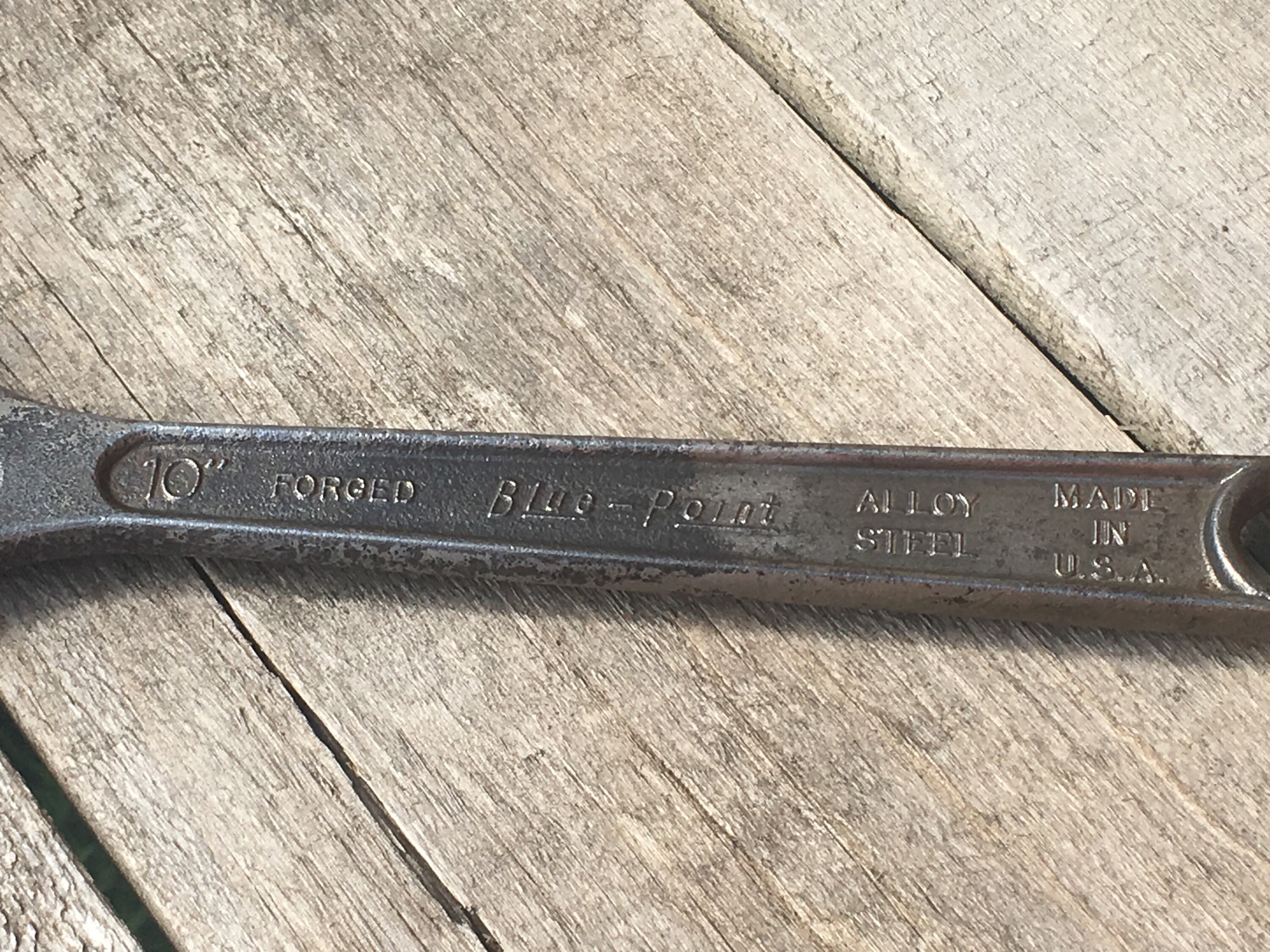 Vintage Crescent Wrench, 10 Snap On Tool, Blue Point Alloy Steel Wrench