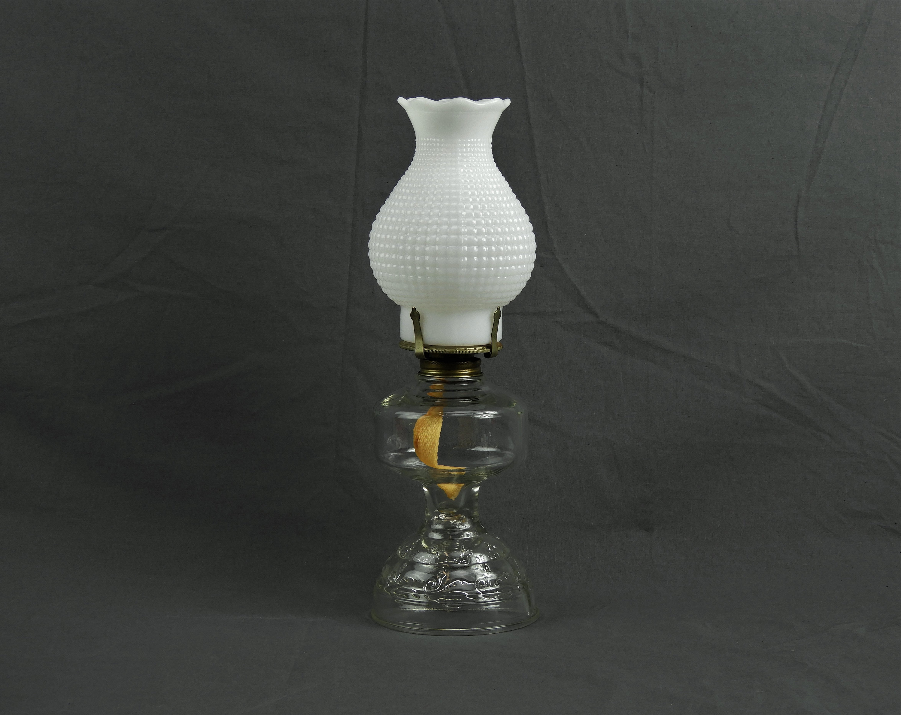 Vintage Oil Lamp, Paraffin Light, Kaadan Ltd, Clear Glass, Raised