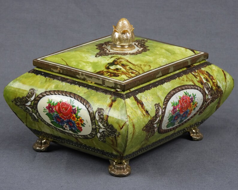 Vintage Metal Box Hong Kong Tea Tin Distressed Patina Etsy