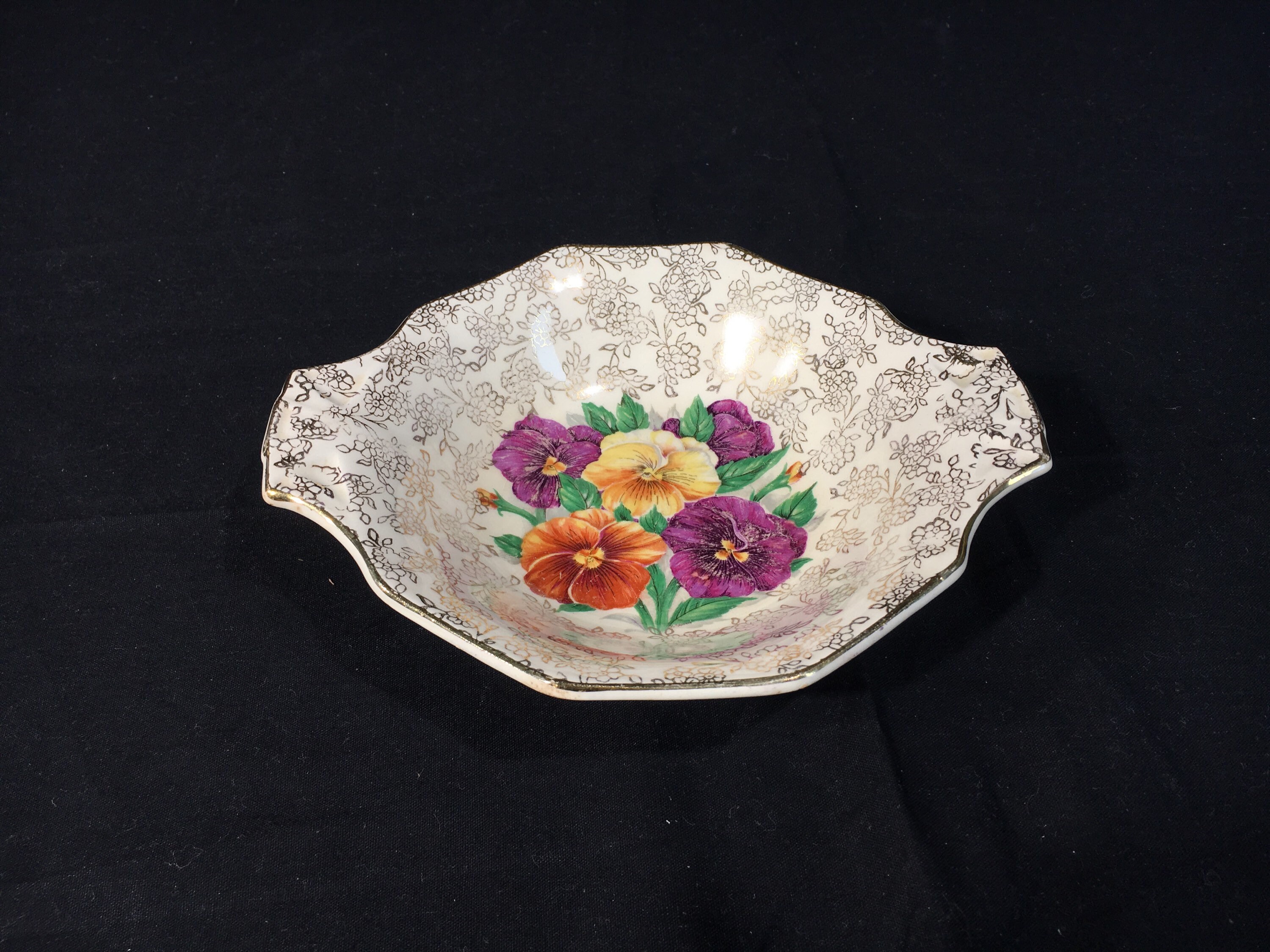 Vintage Spring Flowers Bowl, H&K Tunstall England China, 499 D Bowl