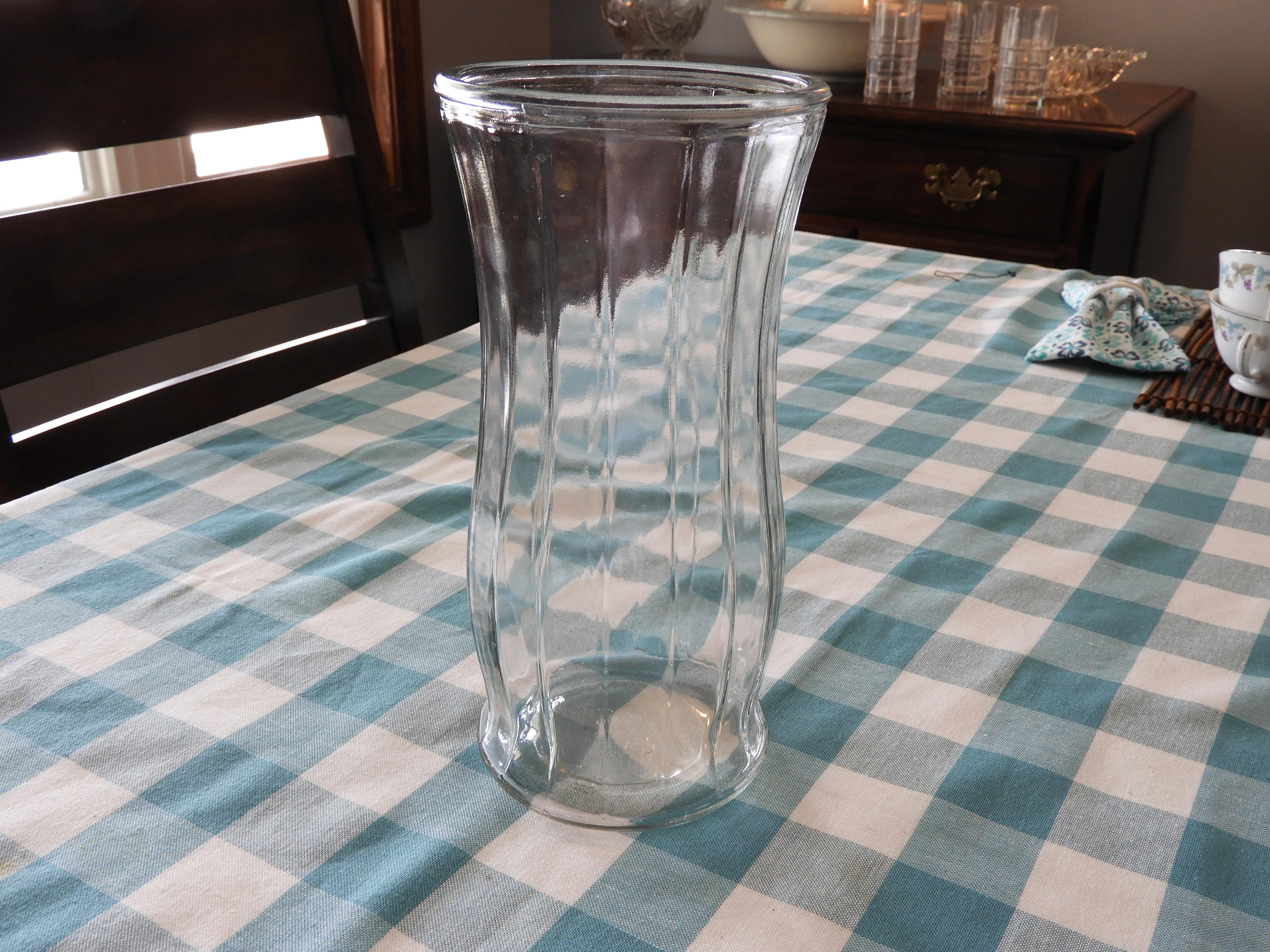 Vintage Garcia Group Glass Vase, Clear Glass Planter Vase GGG Bottom