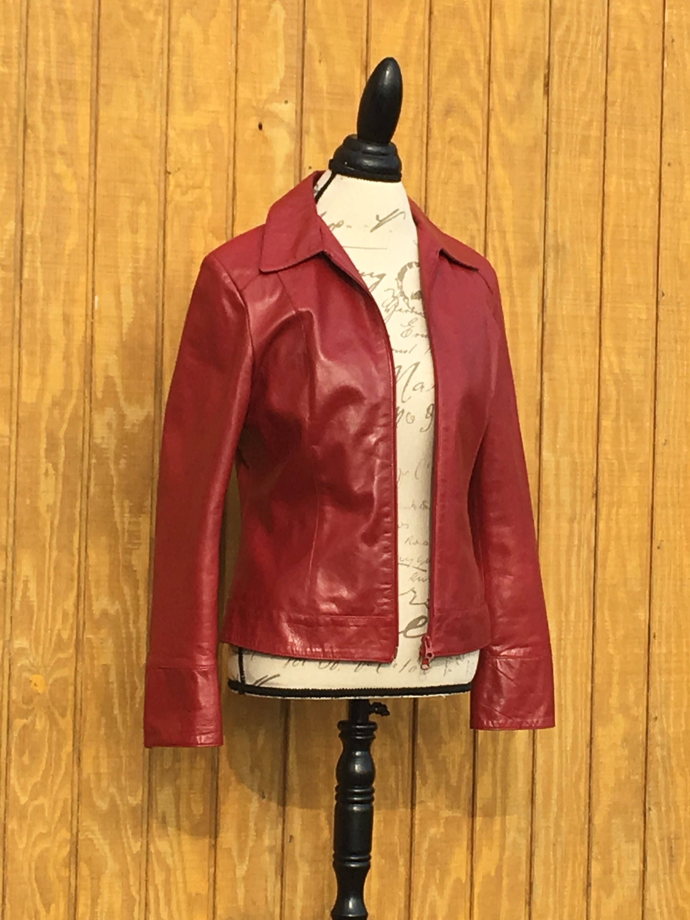 Vintage Italian Leather Jacket, Womens Clothing, Medium Fashion, Santa