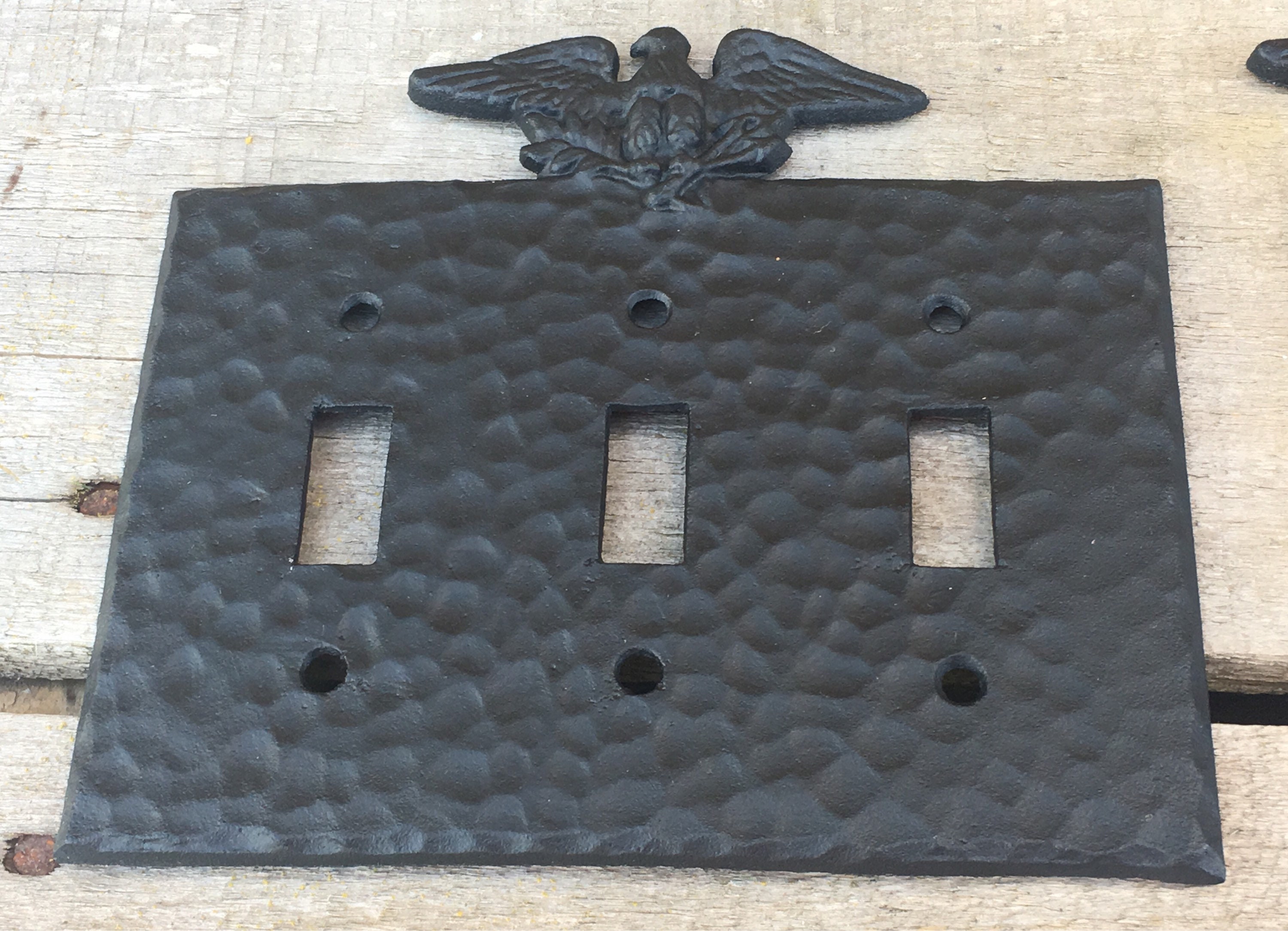 Vintage Switch Plates (9), Patriot 3 Gang Toggle Switch Covers, EMIG