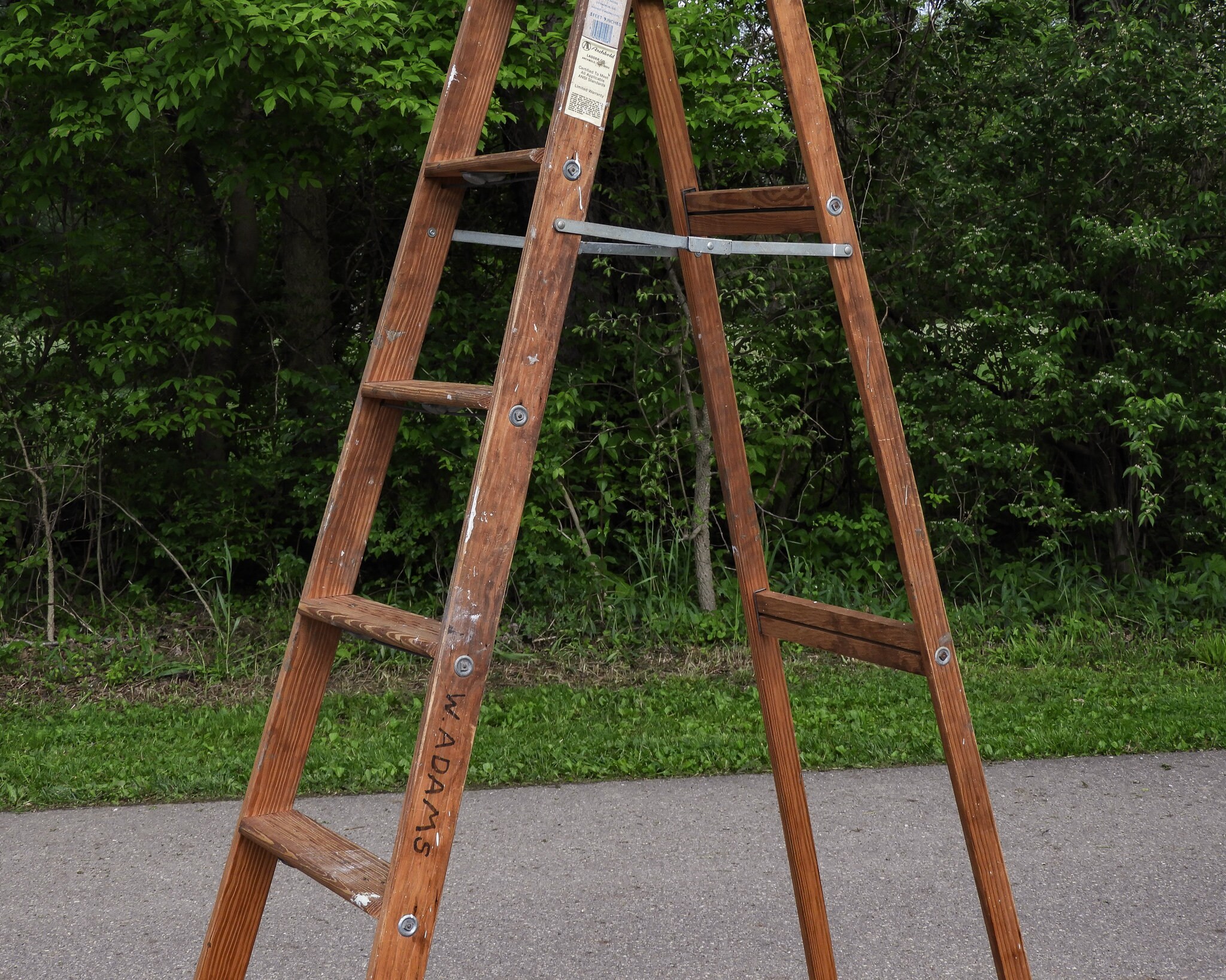 Vintage Step Ladder, Wood Archbold, Wooden Rack, 8 Ft 225, Painters