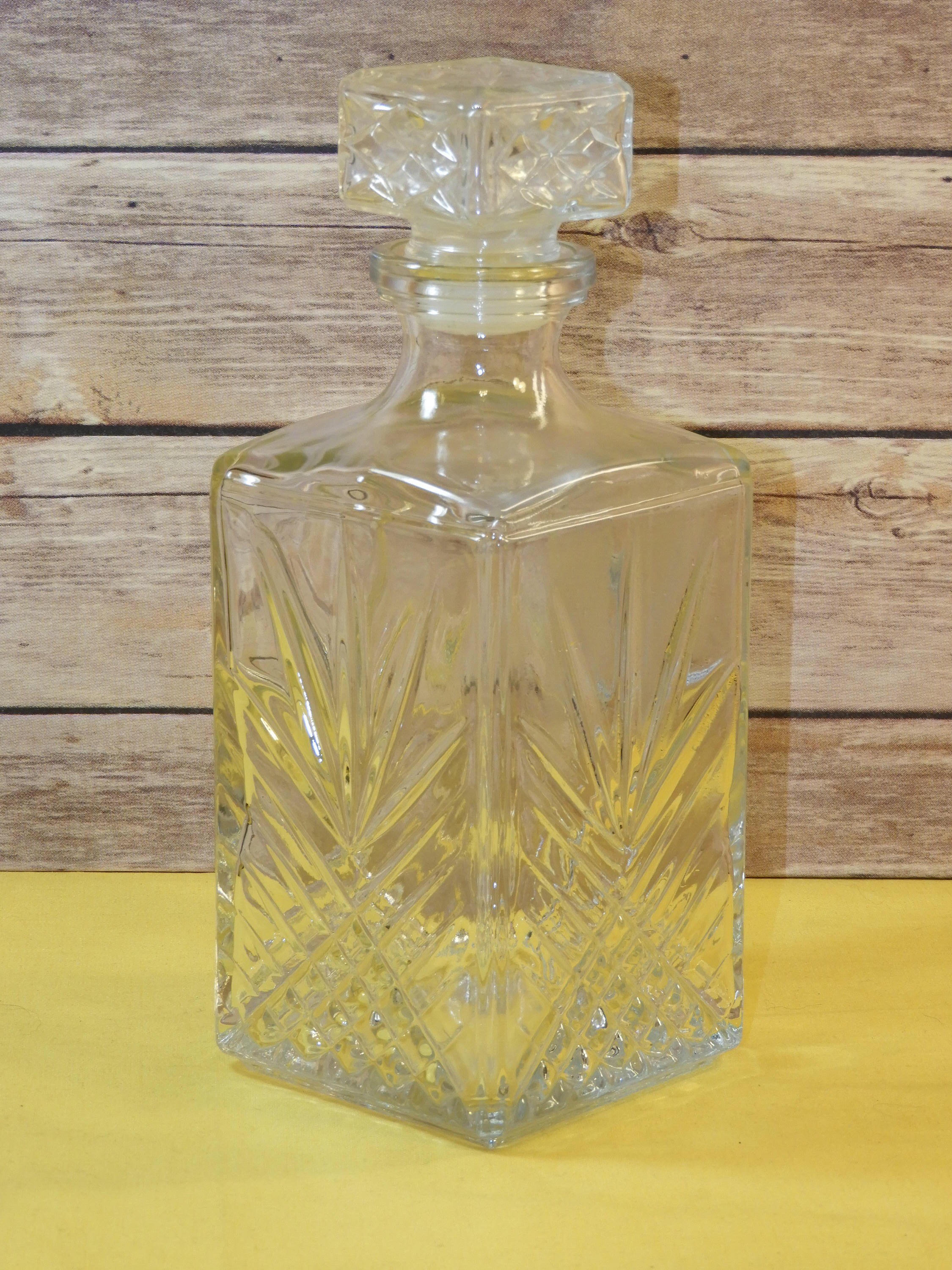 Vintage Pineapple Collectible Glass Decanter,Italian Square Bottle