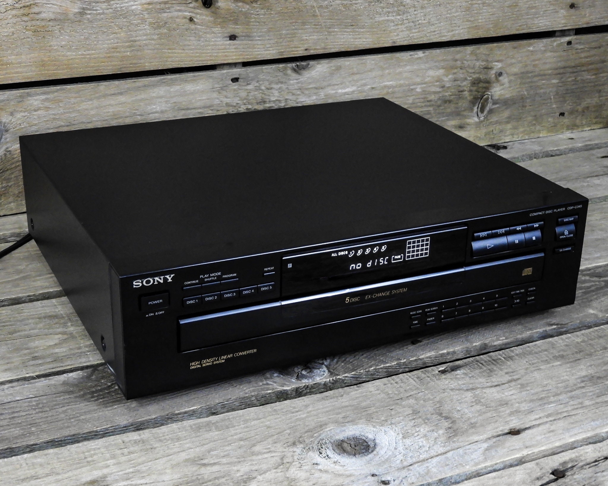 Vintage Sony Player, 5 Disc Changer, 1994 Japan, CDPC345 Digital, High