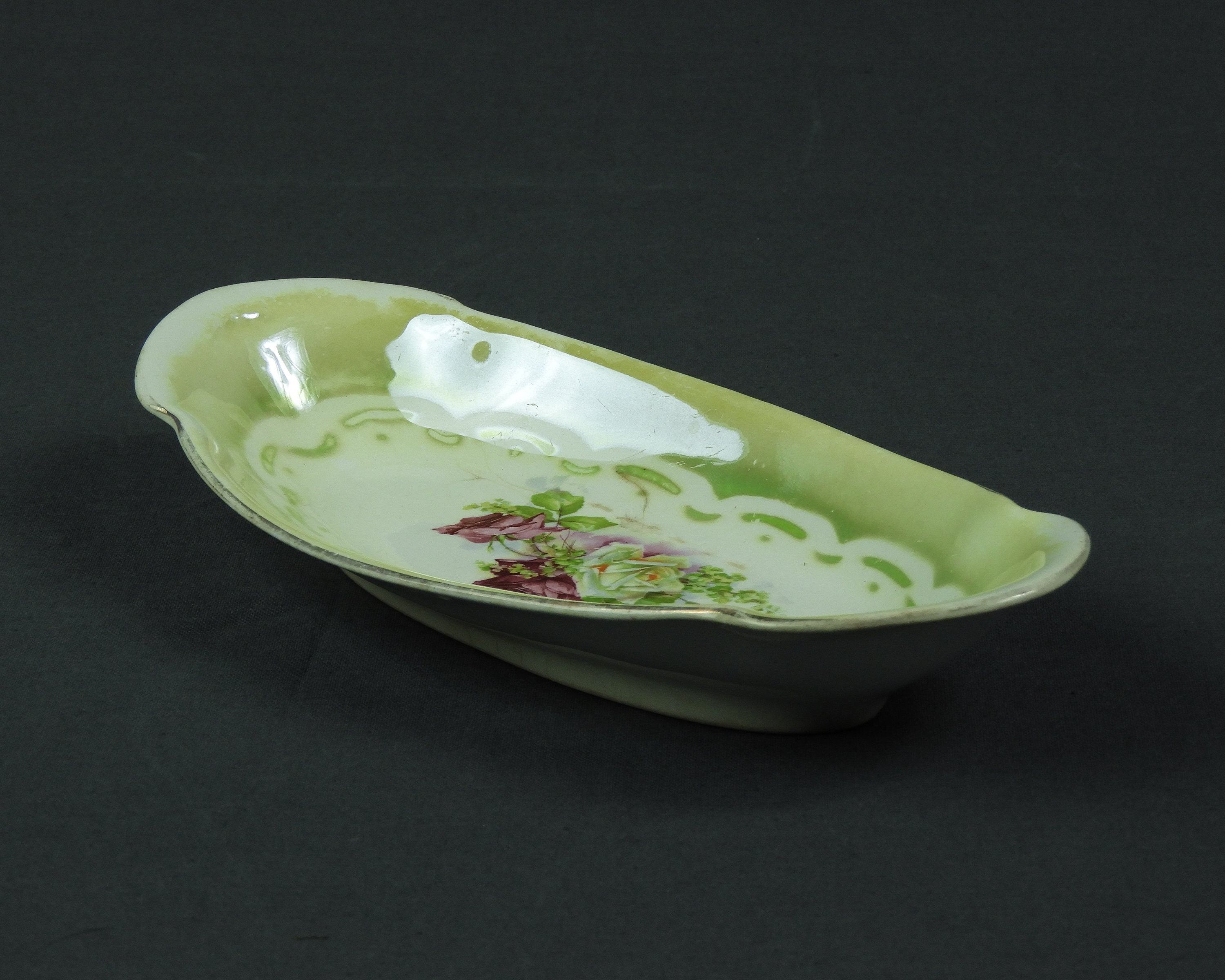 Vintage Relish Dish, Rose China, Transferware, 2441 Chinaware, Purple