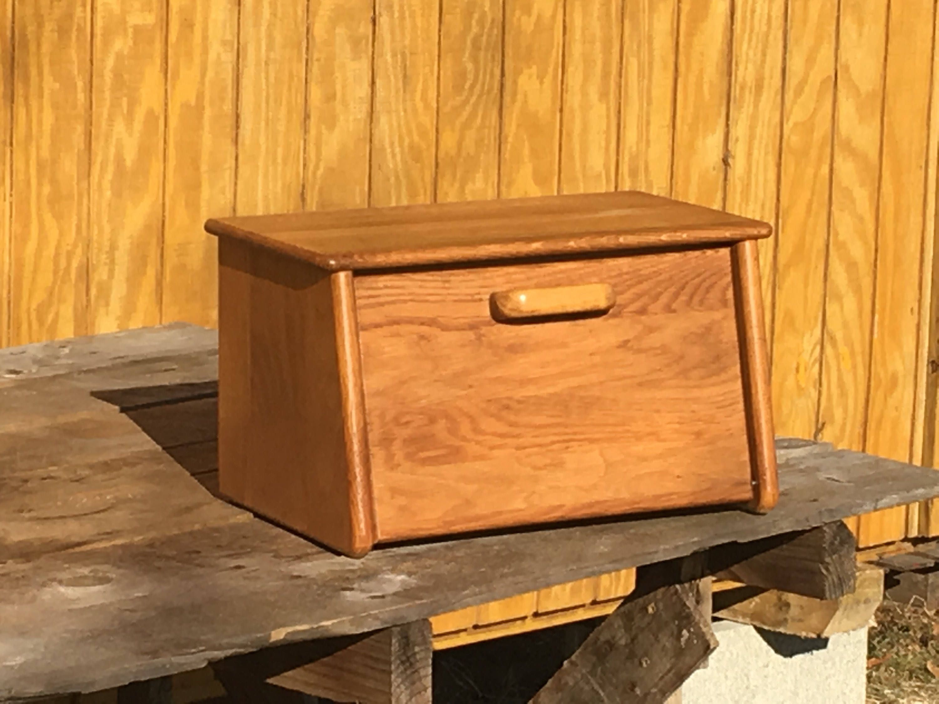 Vintage Wooden Bread Box Decorative Real Wood Bread Box Brown