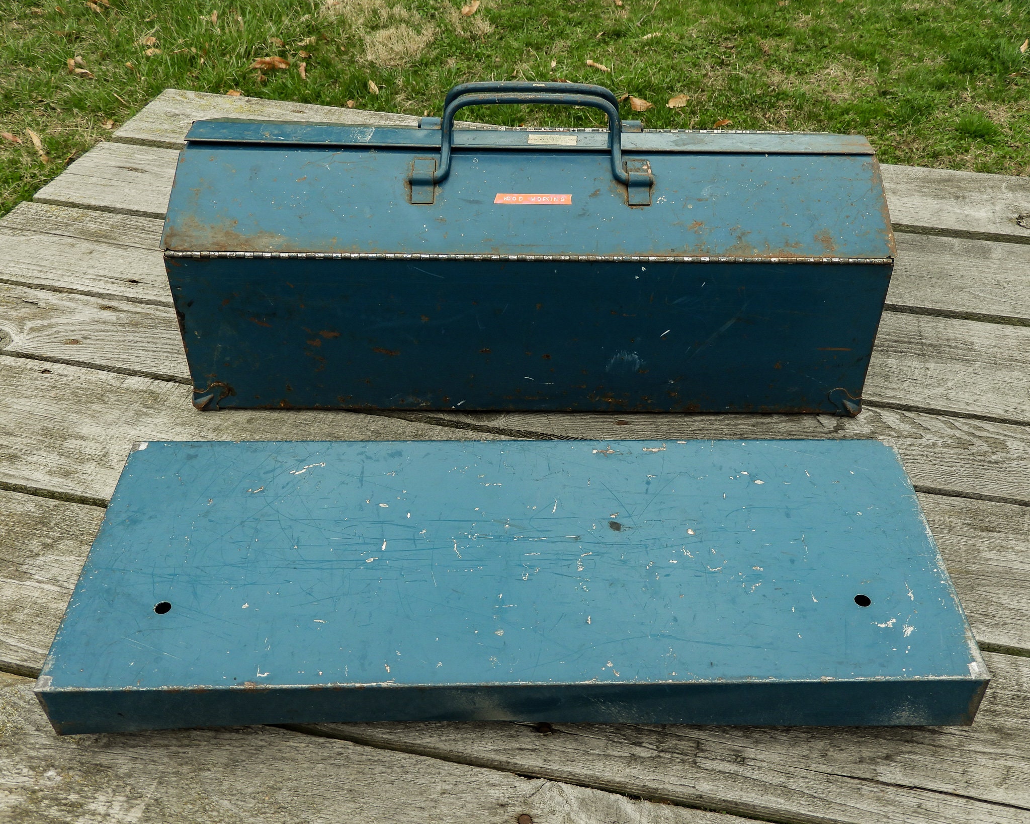 Vintage Union Toolbox, 1940's Steel, Split Top, Dual Handle