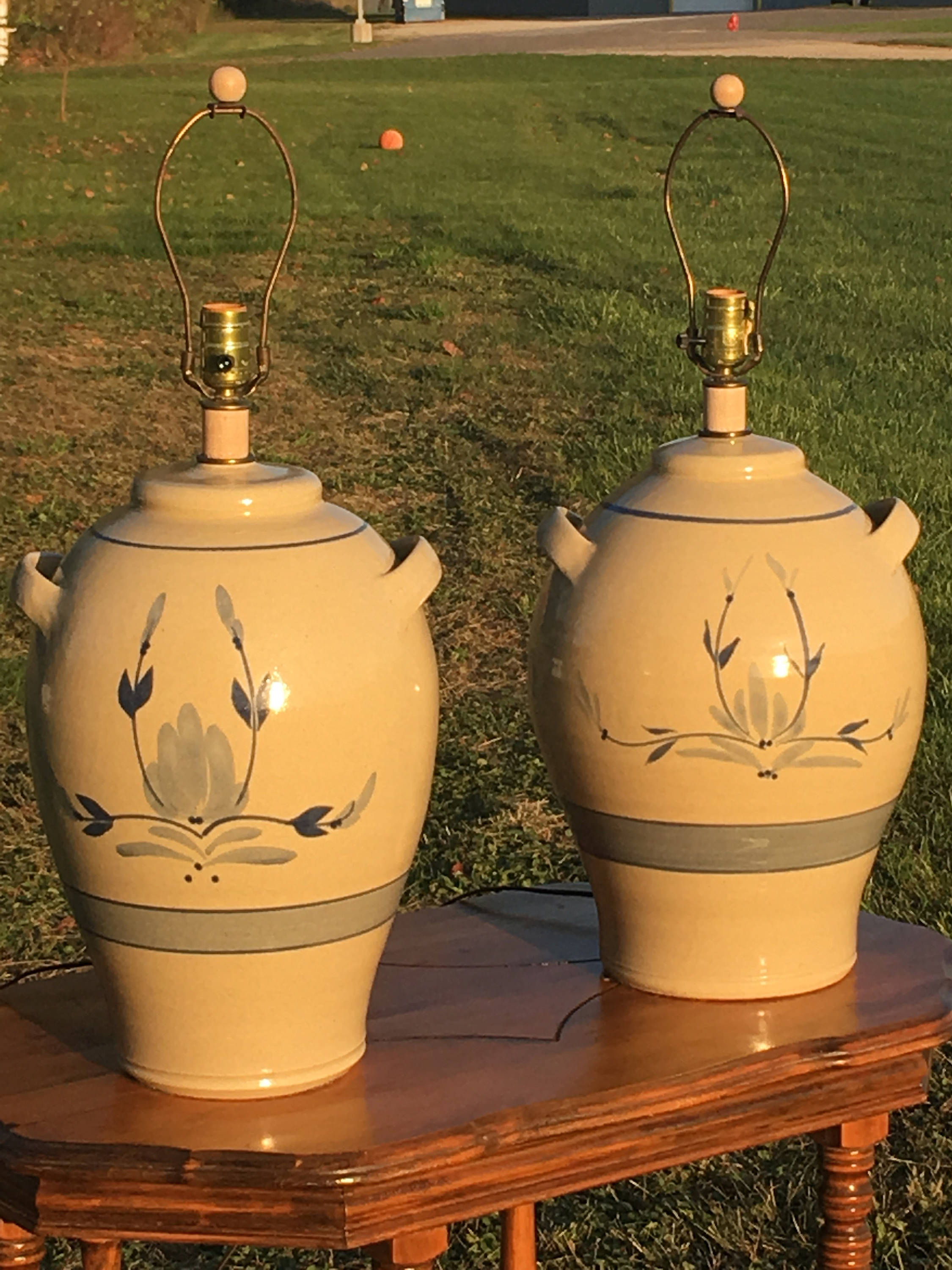 Vintage Salt Glaze Lamps, Mid Century Churn Lamp, California Ceramics