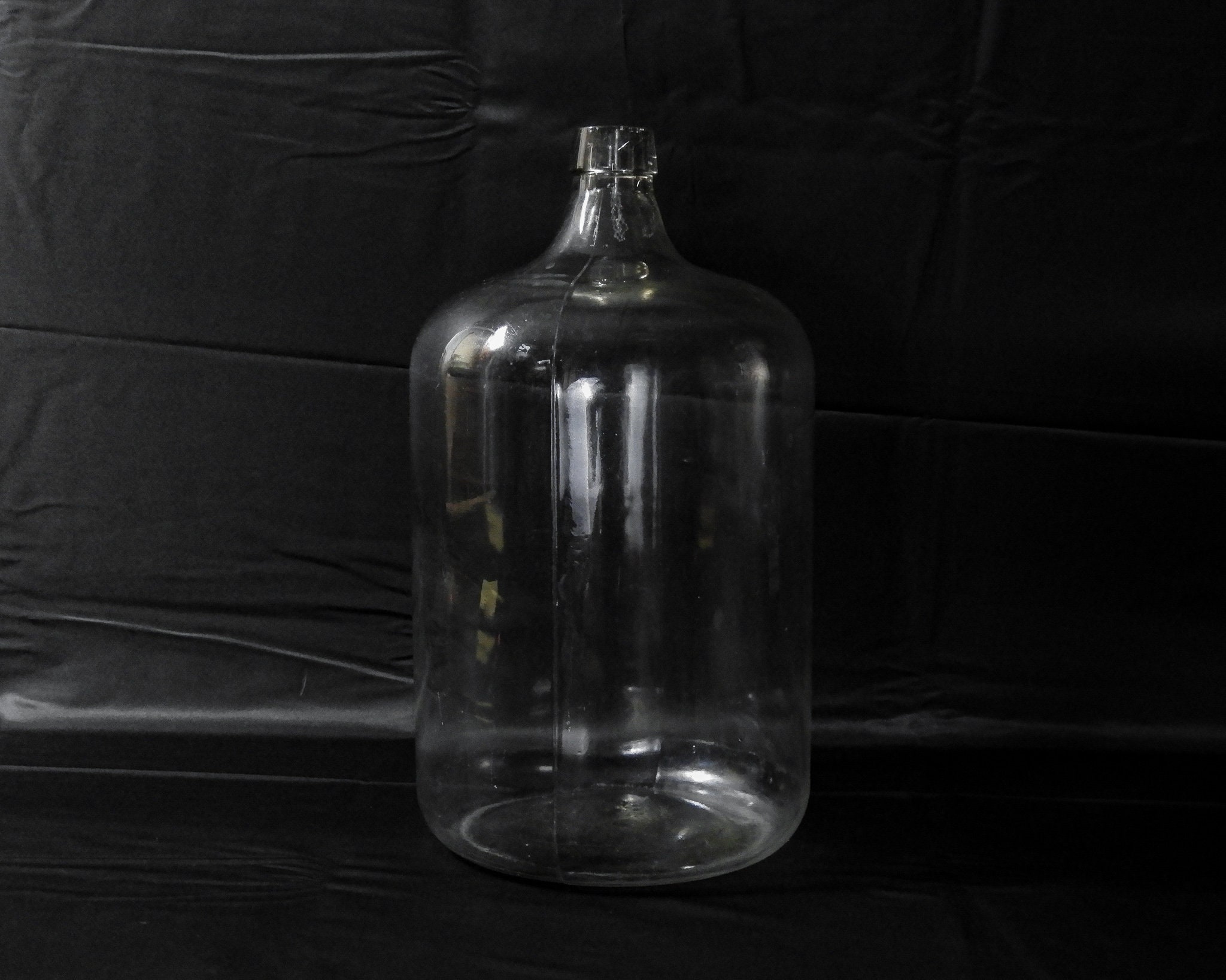 Antique Glass Carboy, Large Jug, Mold Blown, Wavy w Bubbles, G Mark