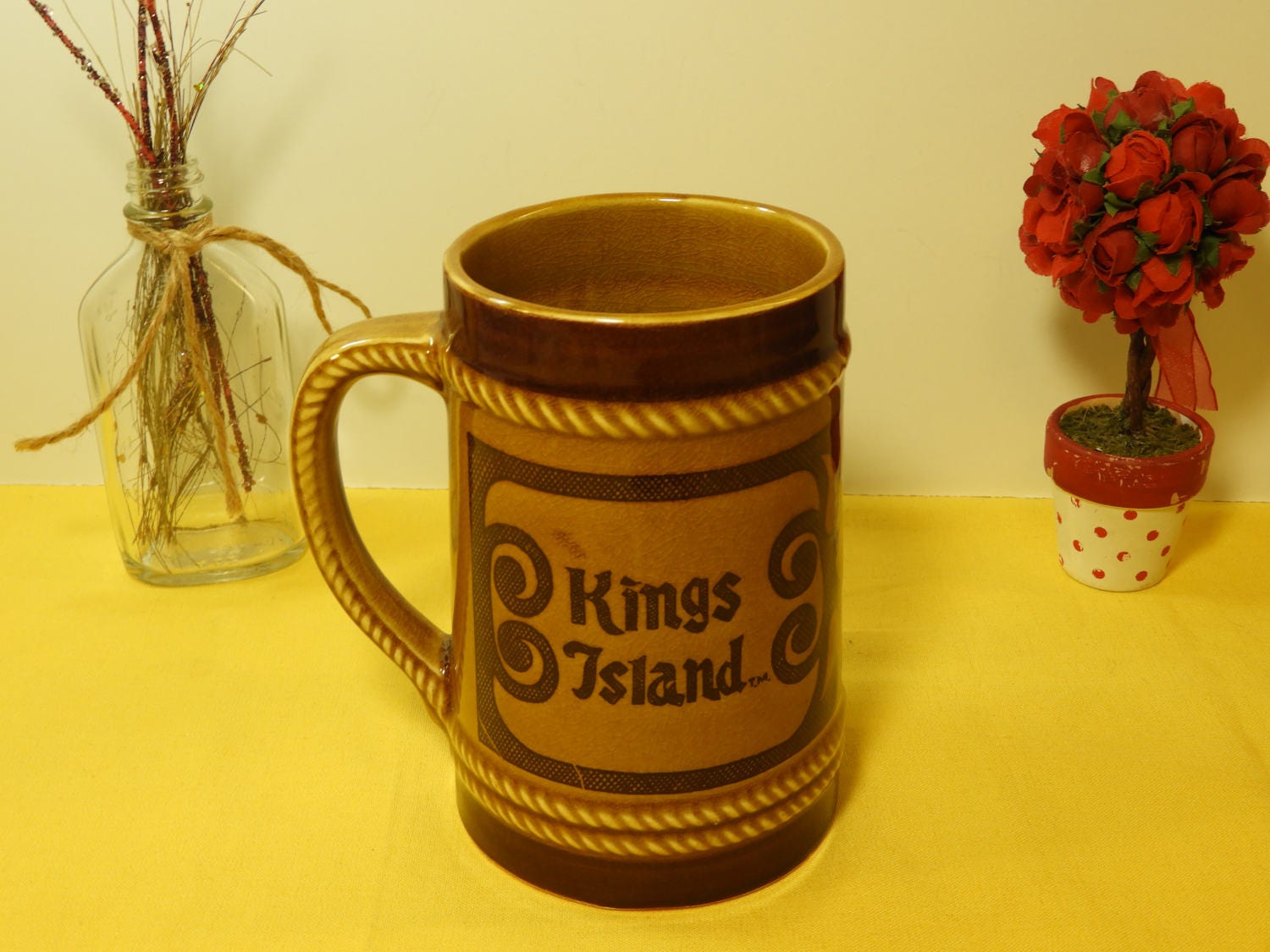 Vintage Kings Island Souvenir Mug  Stein Brown Ceramic 