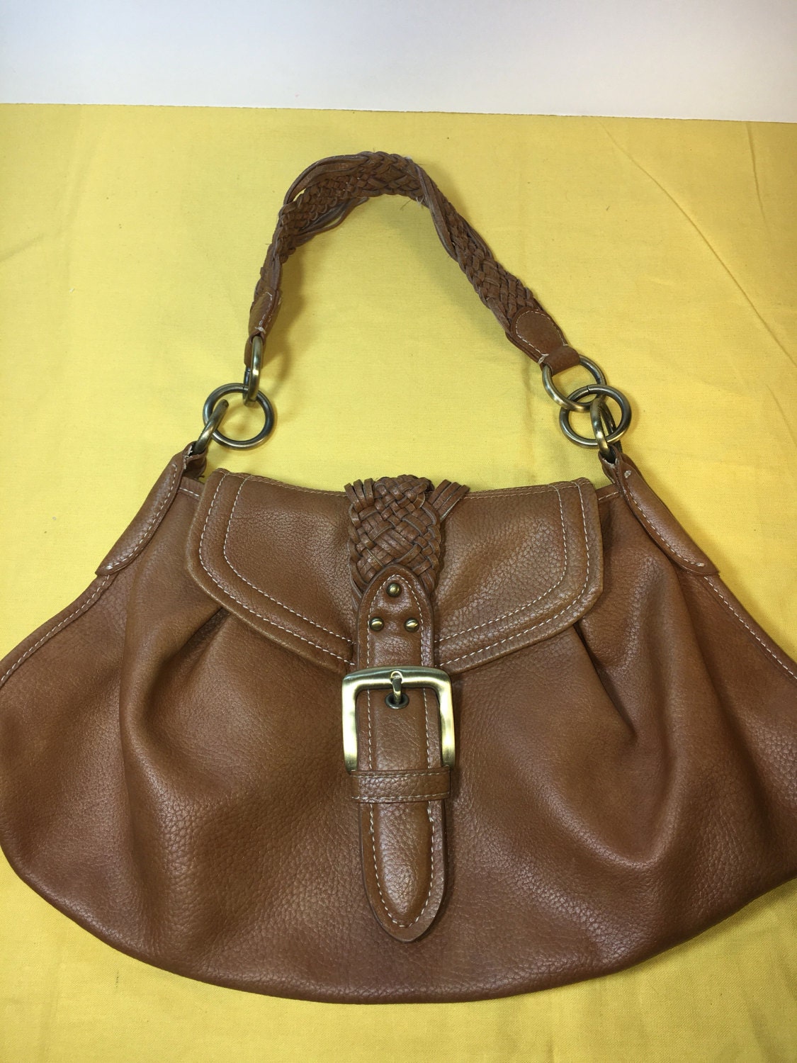 Vintage Leather Tommy HilfigerBag, Brown Hobo Bag Purse, Hilfiger