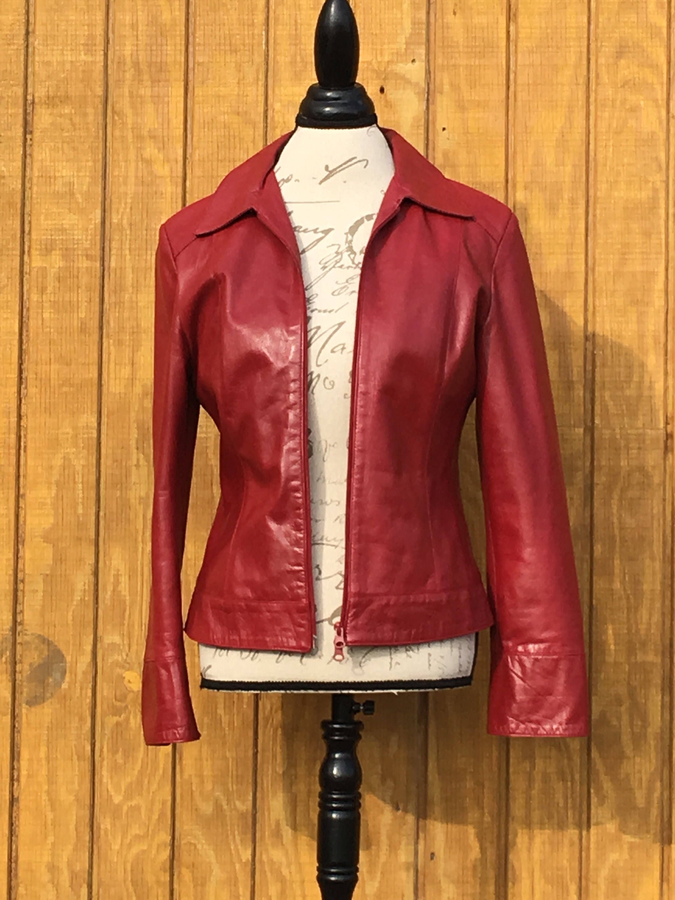 Vintage Italian Leather Jacket, Womens Clothing, Medium Fashion, Santa