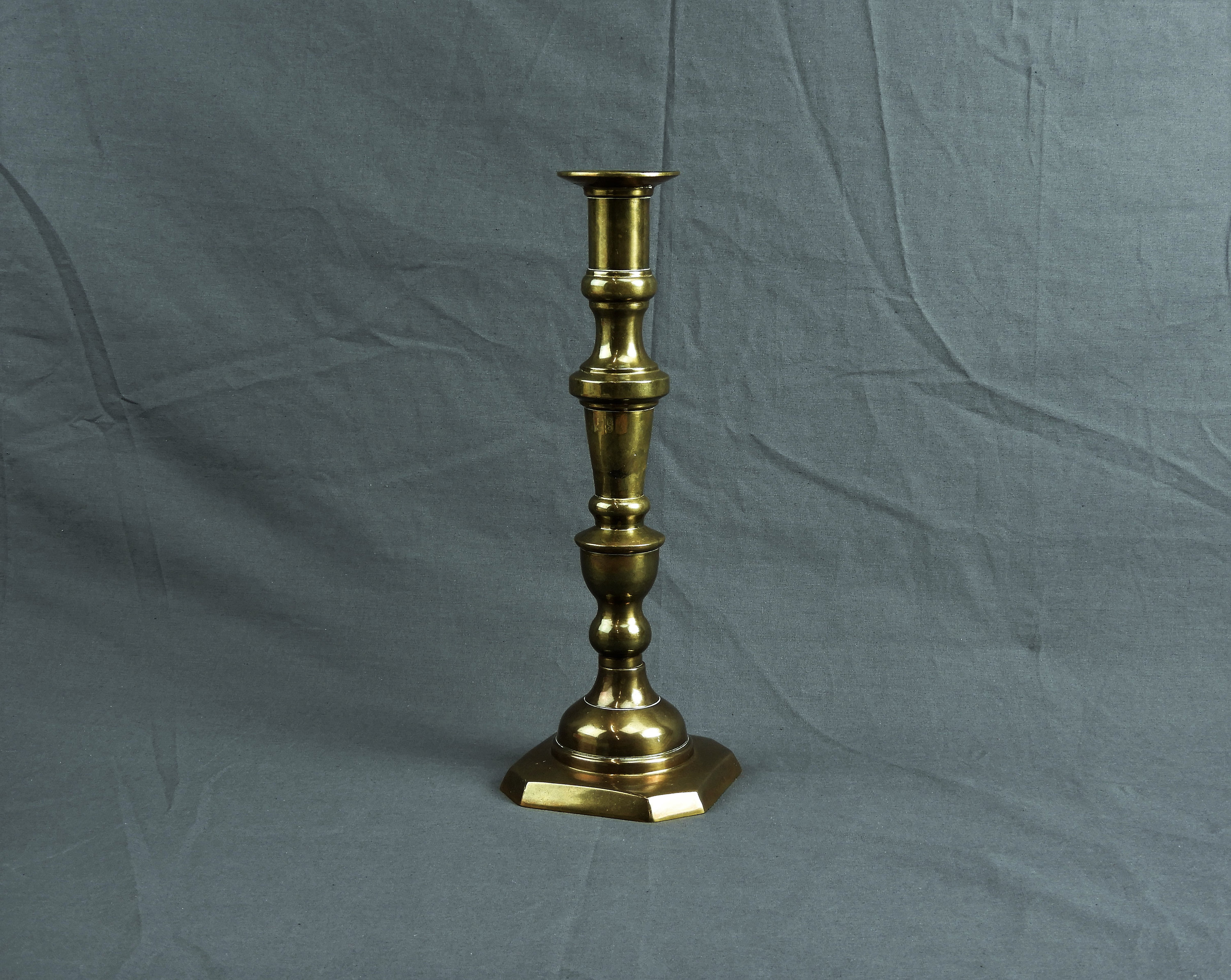 Vintage Brass Candleholder, Tall Candle Holder, Ceremonial Candlestick