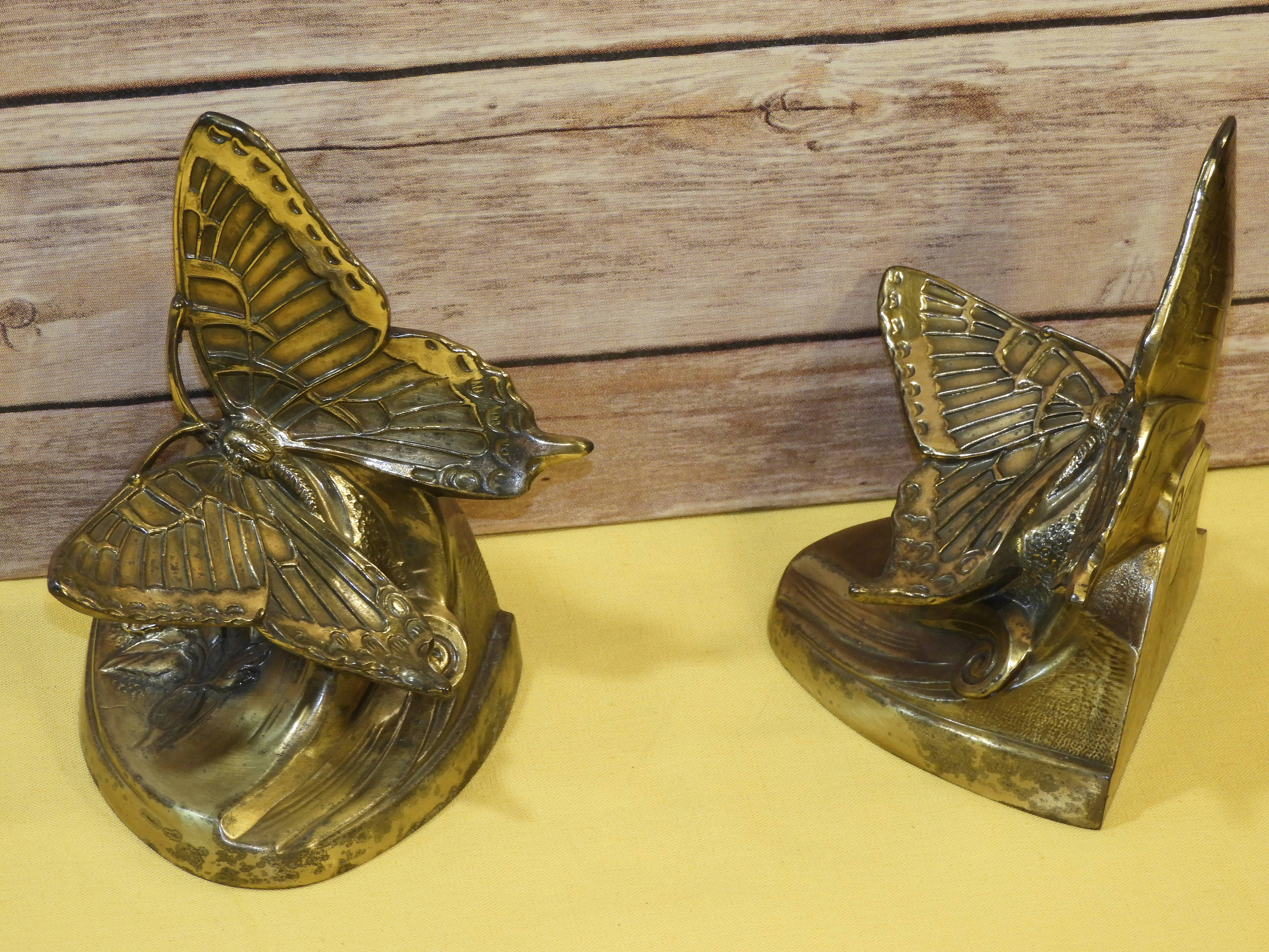 Vintage Brass Butterfly Bookends (2),Philadelphia Mfg Heavy Gold Book