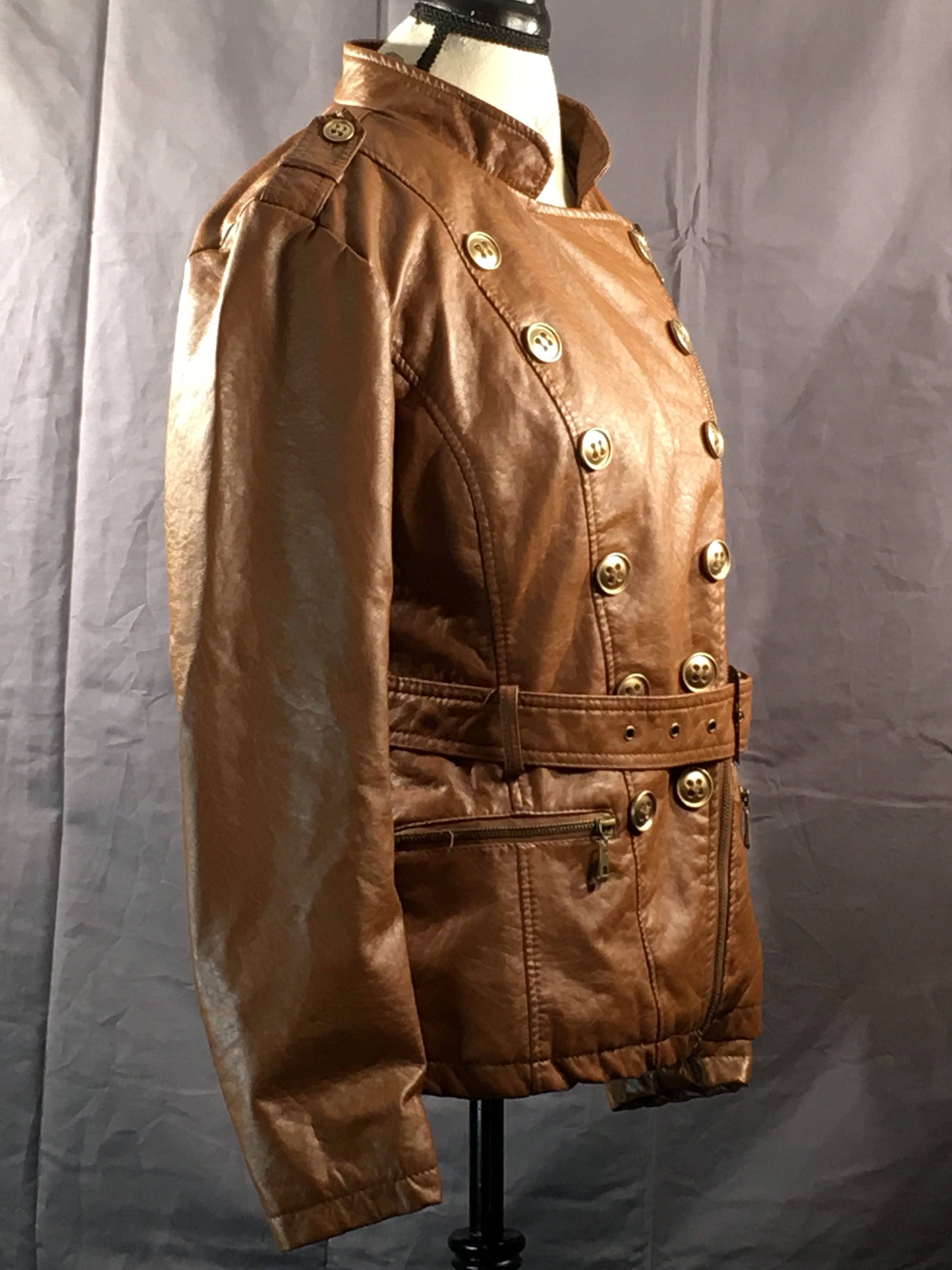 Vintage Womens Coat, NYC Dollhouse Outerwear Medium Jacket, Brown Faux