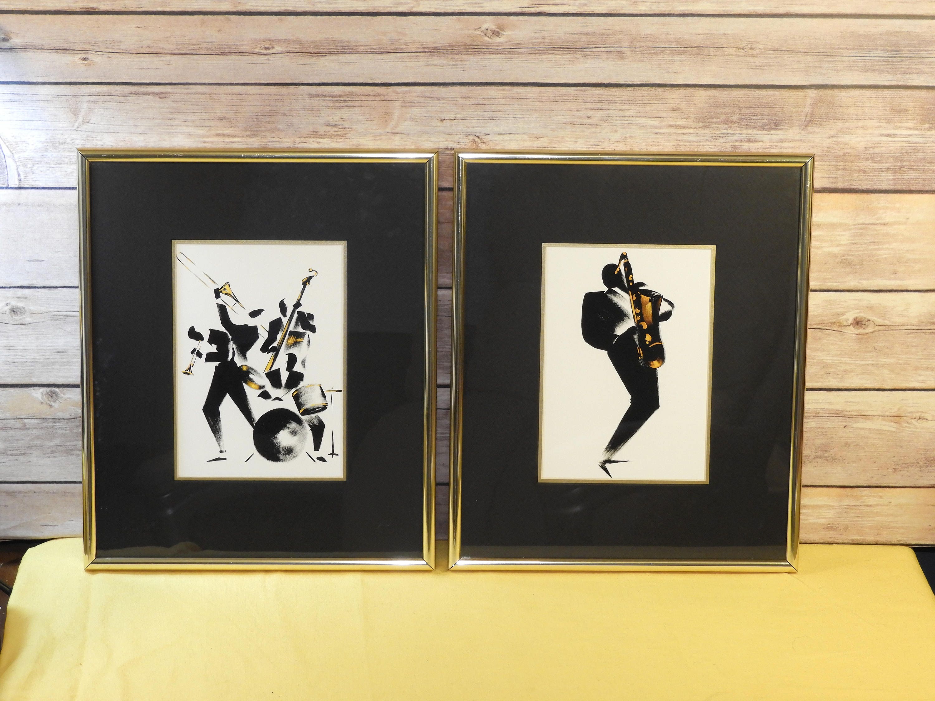 Vintage Jazz Prints (2),Empty Space Framed Art,Gold Nielsen Quality
