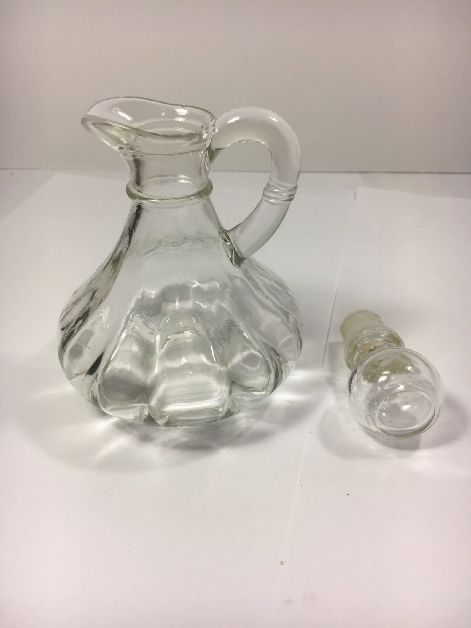 Vintage Glass Bottle Cruet Vinegar Oil Syrup Bottle Clear Etsy