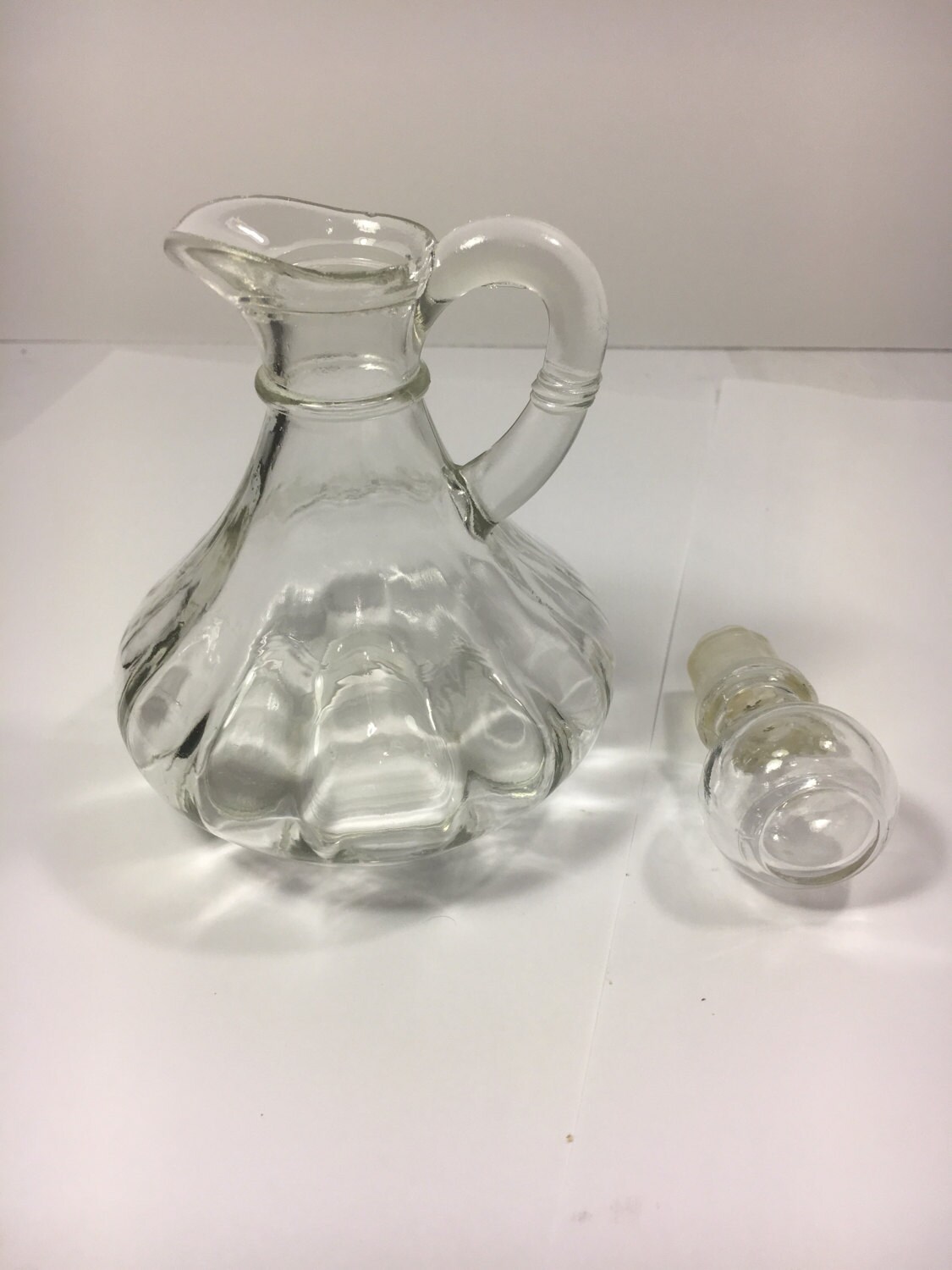 Vintage Glass Bottle Cruet Vinegar Oil Syrup Bottle, Clear Honey