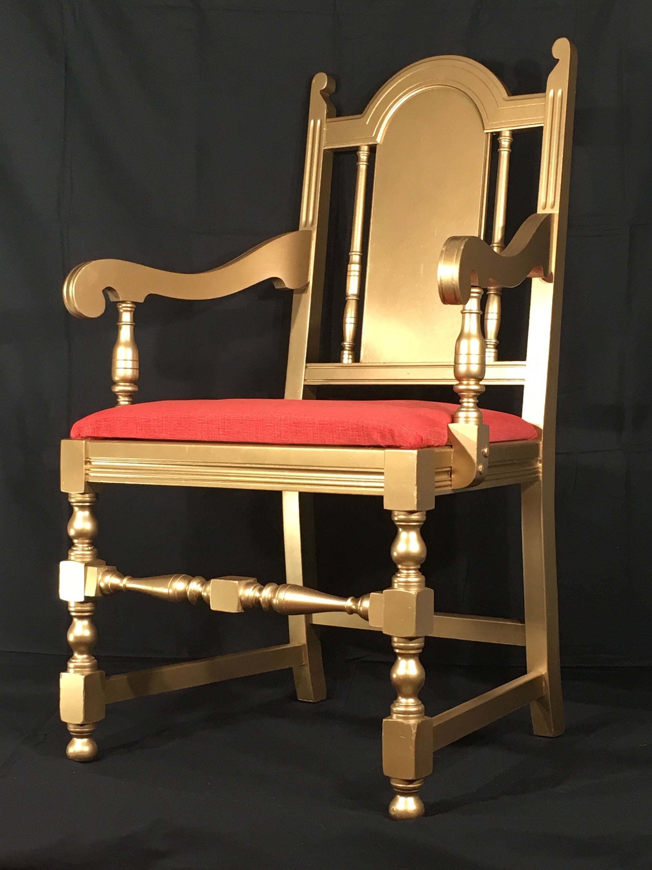 Antique William & Mary Chairs (2), Gold and Red Decorative Accent Chair