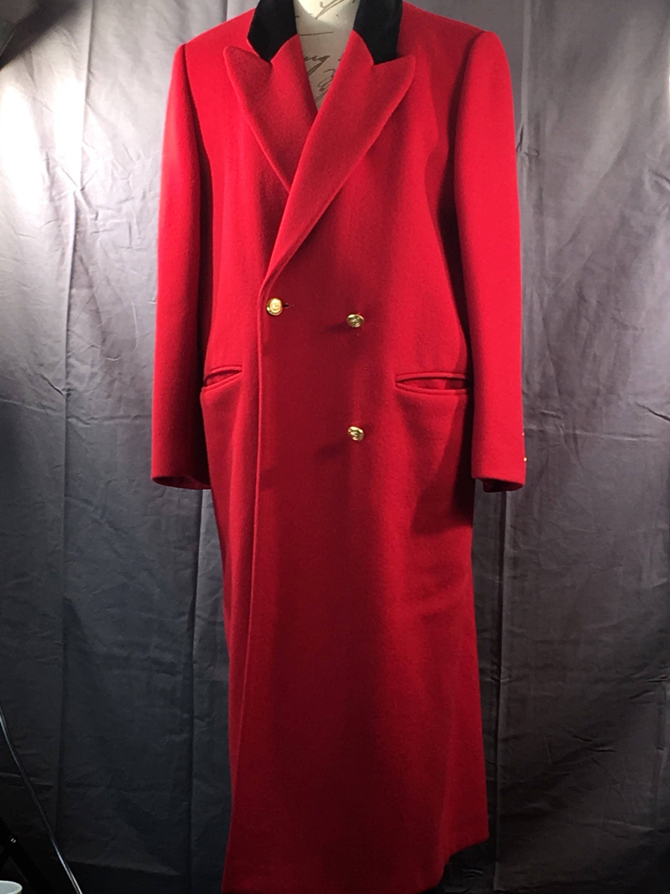 Vintage JG Hook Wool Coat, Designer Red Trench Coat, Classy Evening ...